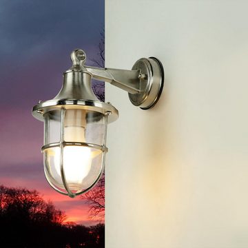 Licht-Erlebnisse Außen-Wandleuchte SANTORIN, ohne Leuchtmittel, Wandleuchte Nickel Messing Terrasse Hof Balkon IP64 Lampe