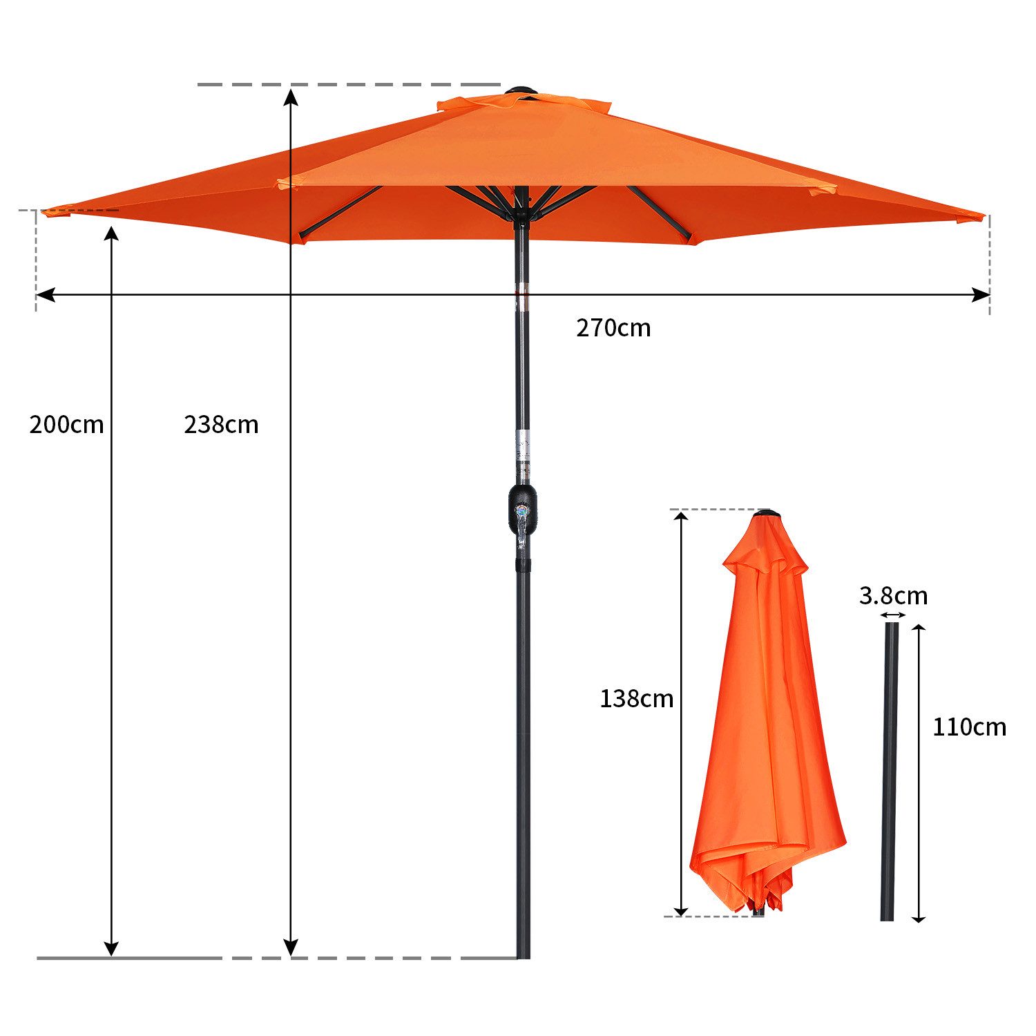 Angel Living Sonnenschirm Ø 270 cm, günstig online kaufen