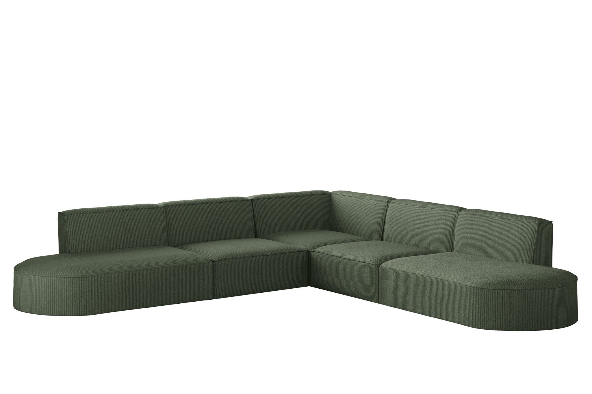 Fun Möbel Ecksofa Designersofa PALMA Seite Universal in Stoff Noel und Scala, Rundumbezug, Kann links oder rechts in Raum platziert werden