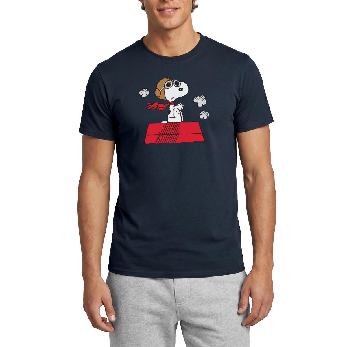 Spreadshirt T-Shirt Peanuts Snoopy Pilot Fliegen Männer T-Shirt (1-tlg)