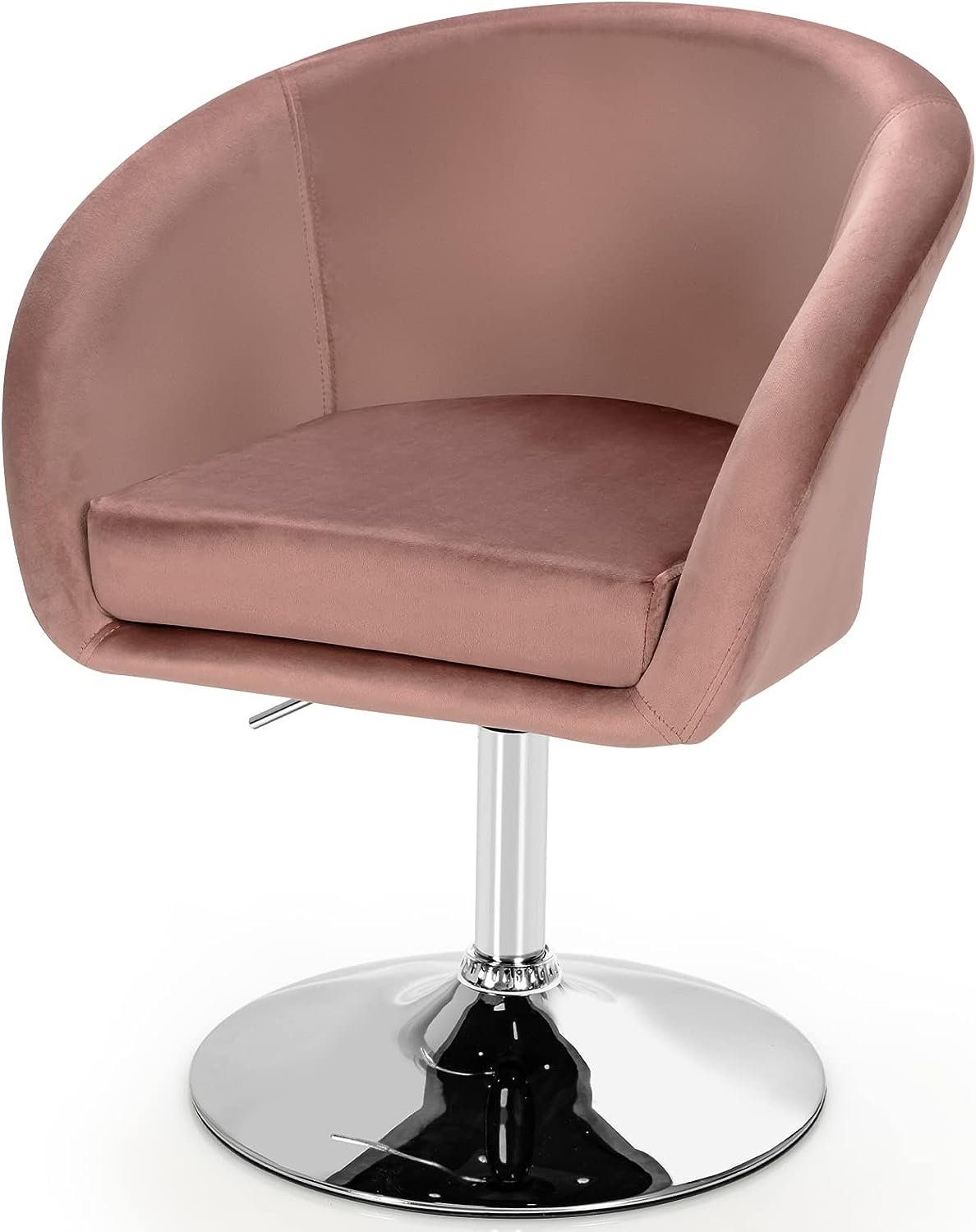 KOMFOTTEU Drehstuhl Akzentstuhl, mit Rückenlehne & Metallfuß rosa
