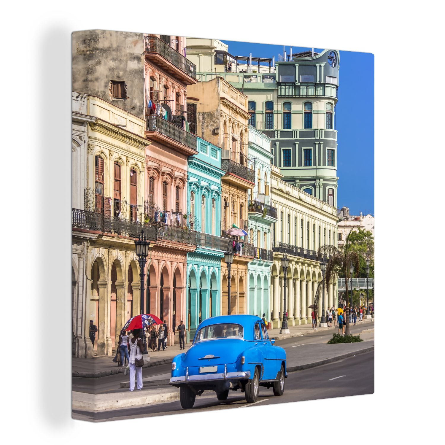 OneMillionCanvasses® Leinwandbild Farbenfrohe spanische Architektur bei Kuba in Nordamerika, (1 St), Leinwand Bilder für Wohnzimmer Schlafzimmer