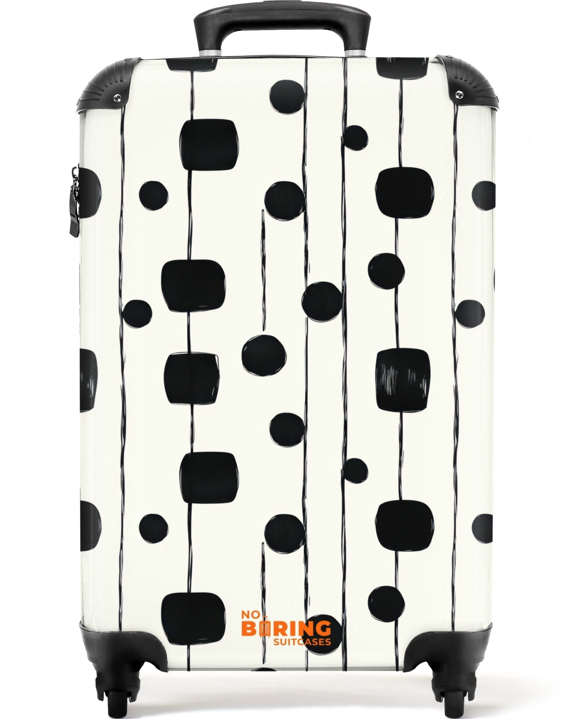 NoBoringSuitcases.com© Hartschalen-Trolley Grafik - Modern - Schwarz 55x35x20cm, Kinder Koffer Klein, Trolley Handgepäck, Reisekoffer
