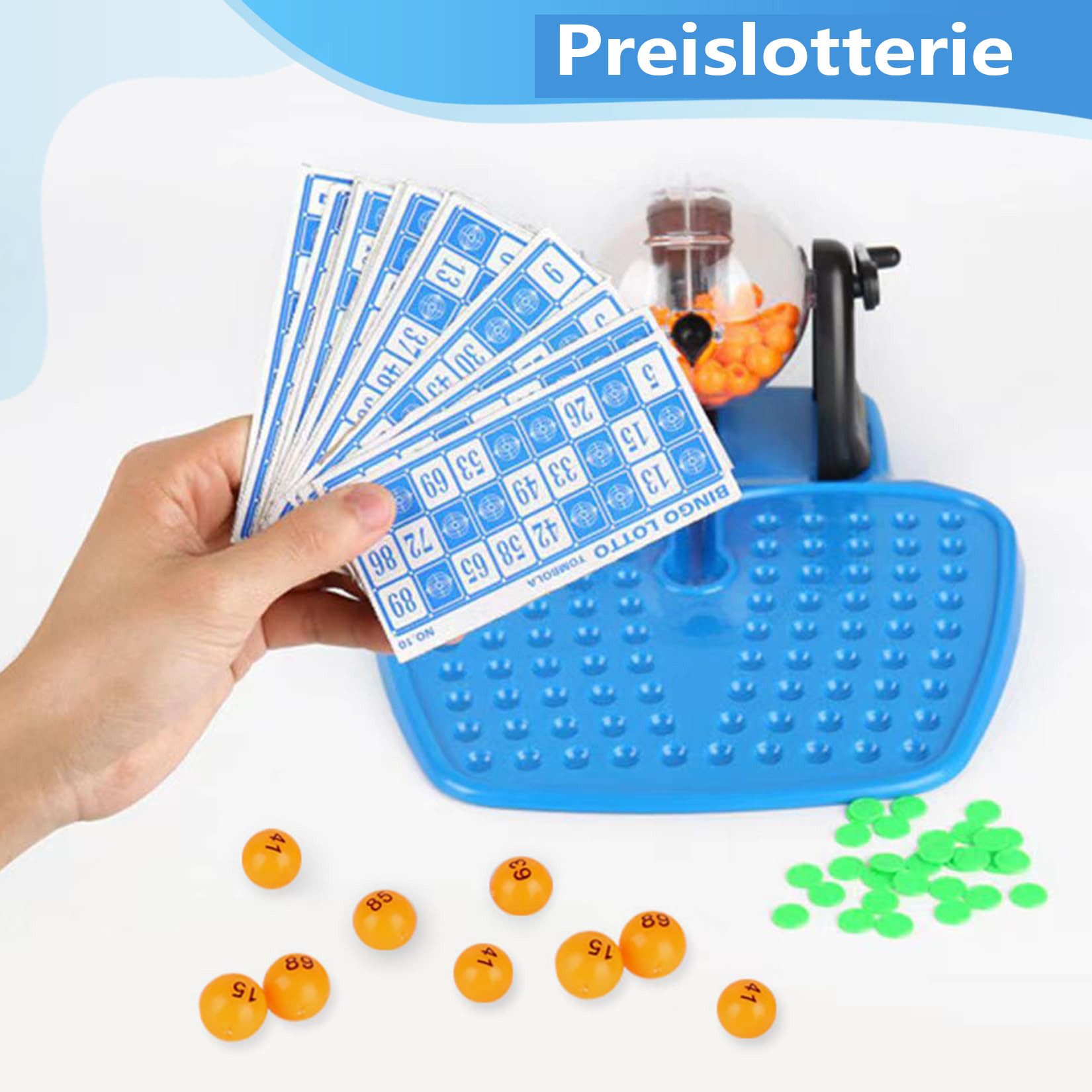 CLTYQ Spiel Lotto Maschine Spiel Set mit 1pc Lotto Maschine 90pc Scoring Marks, 90pc Kleine Kugeln 48pc Karten Partys After Dinner Weihnachten