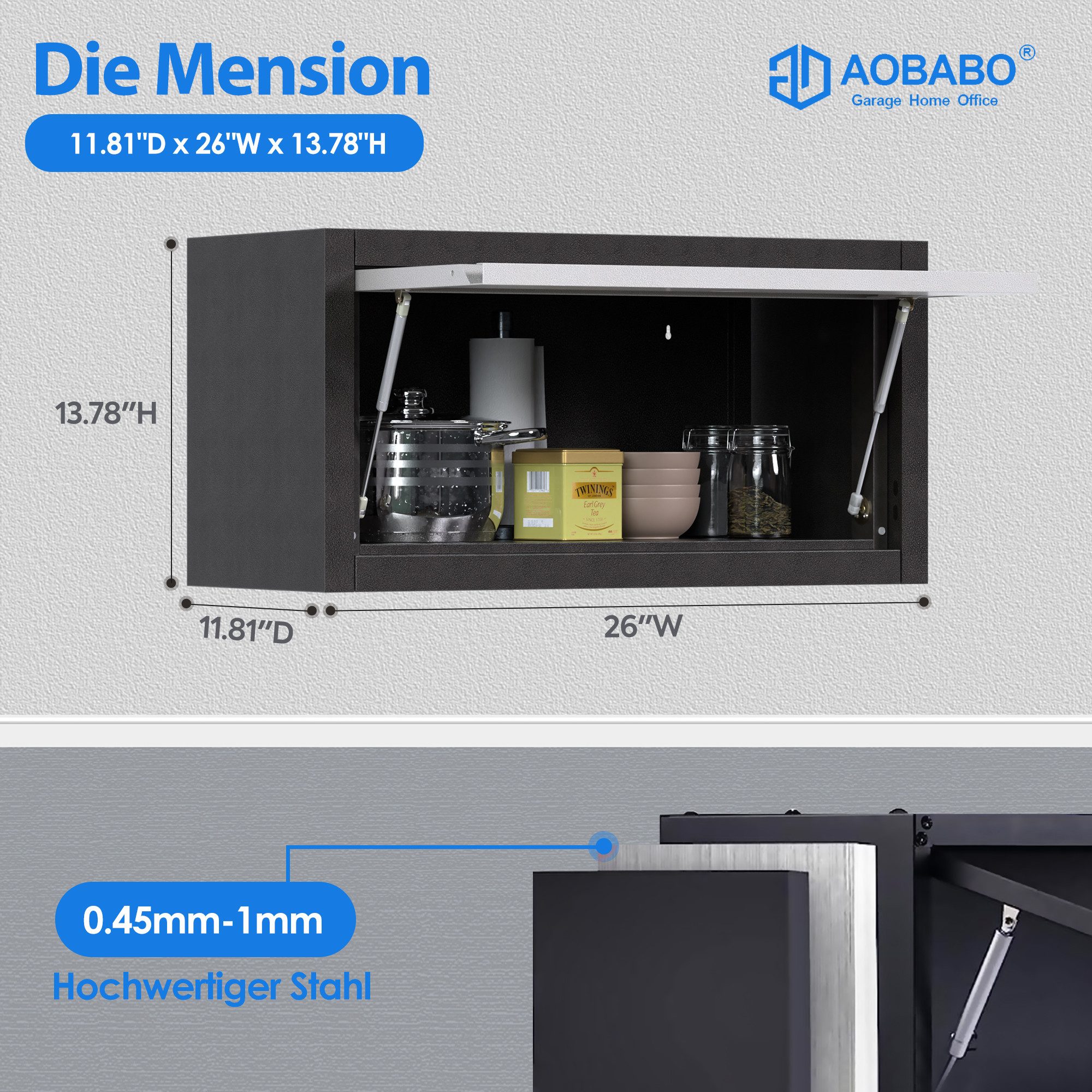 AOBABO Wandhängeschrank Hängeschrank, Metall-Wandschrank mit Up-Flip-Türdes günstig online kaufen