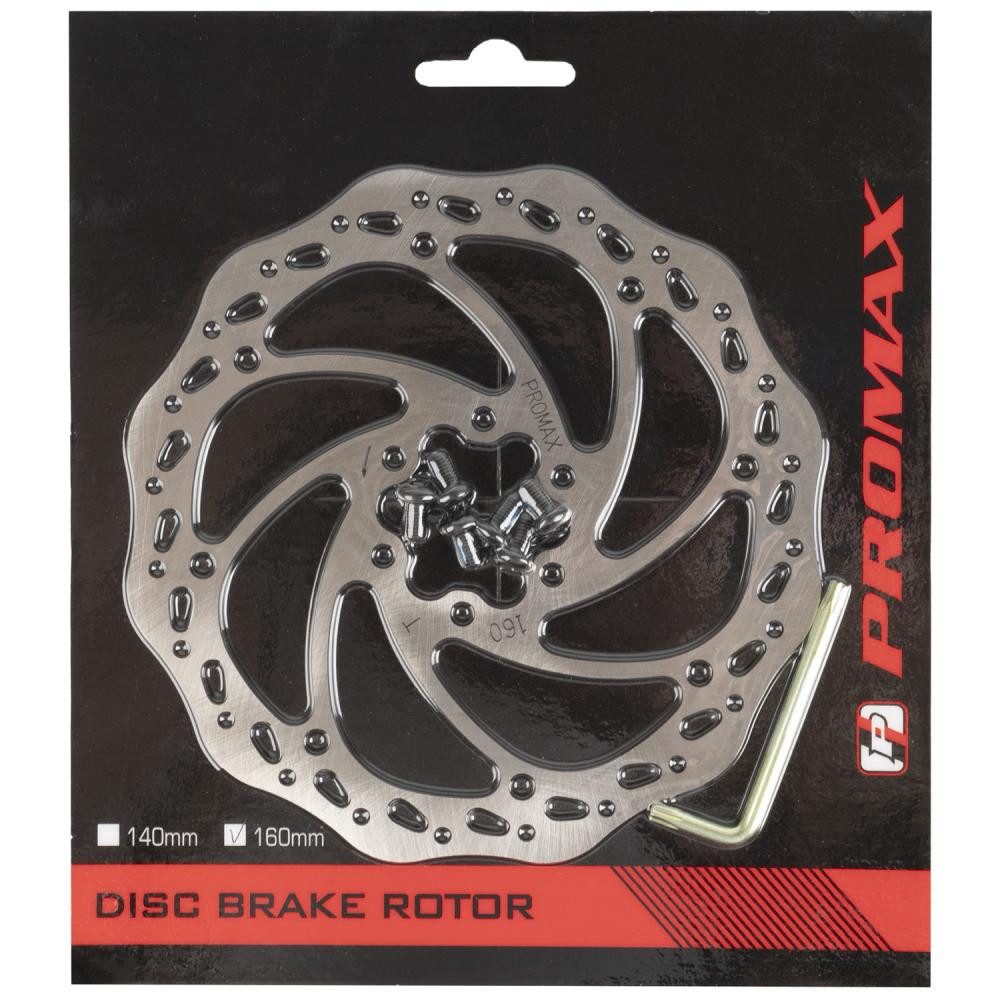 Promax Scheibenbremse Promax BD-160 Bremsscheibe Ø160mm 6-Loch Edelstahl, inkl. Schrauben &