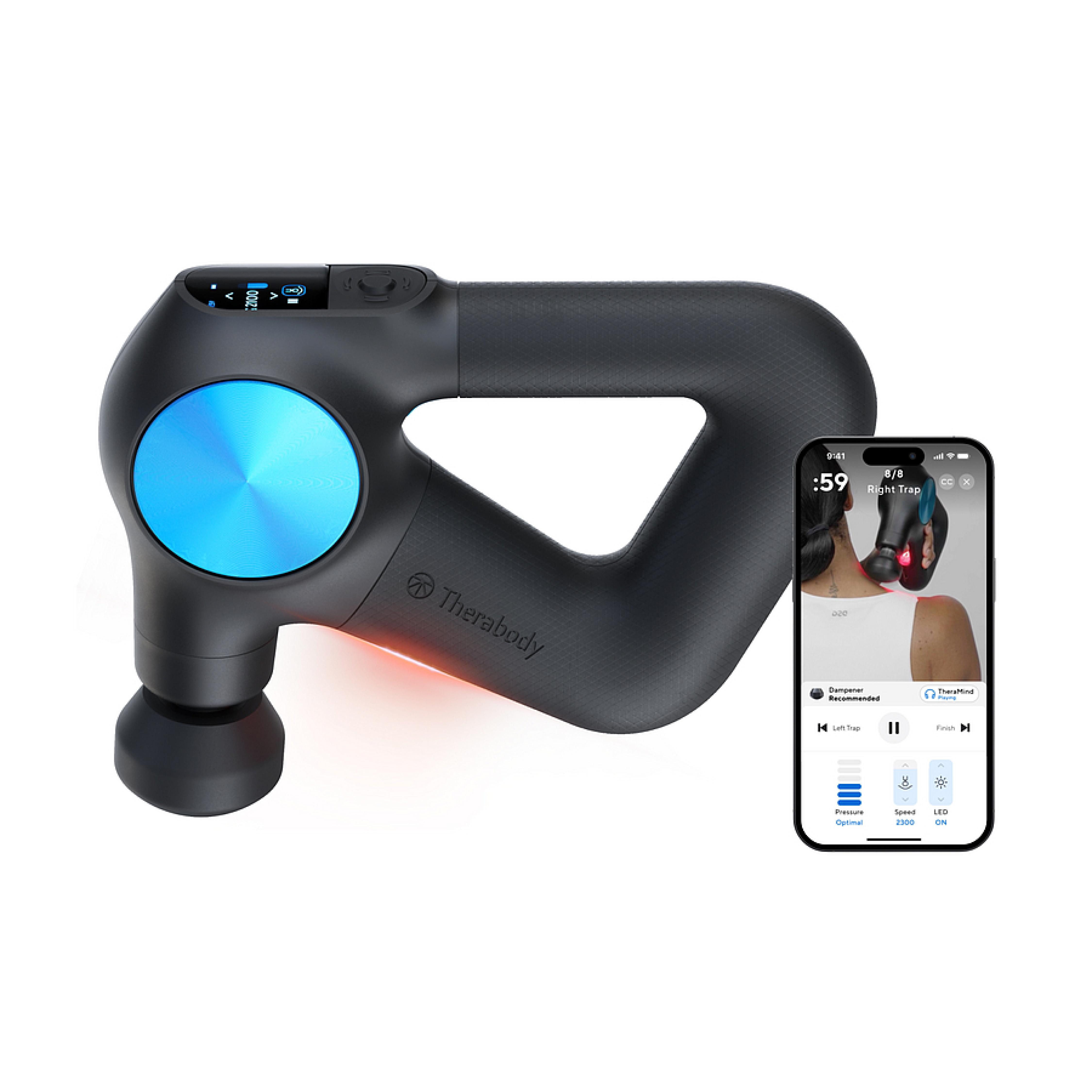 Therabody Massagepistole Theragun PRO PLUS, 5 Massageaufsätze, Integrierte LED-Lichttherapie