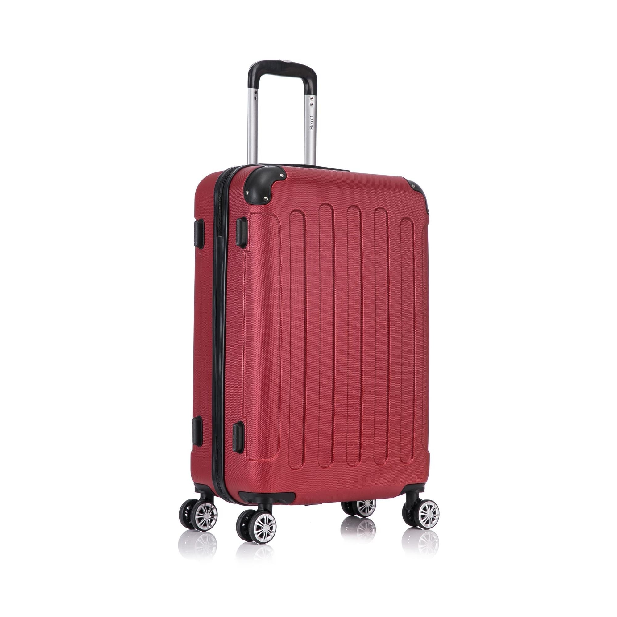 Flexot Hartschalen-Trolley F-2045 Kofferset, 360° Rollen, robuster Reisekoffer, Bordcase, 4 Rollen, Robuster und moderner Koffer mit vier 360° Rollen und Zahlenschloss