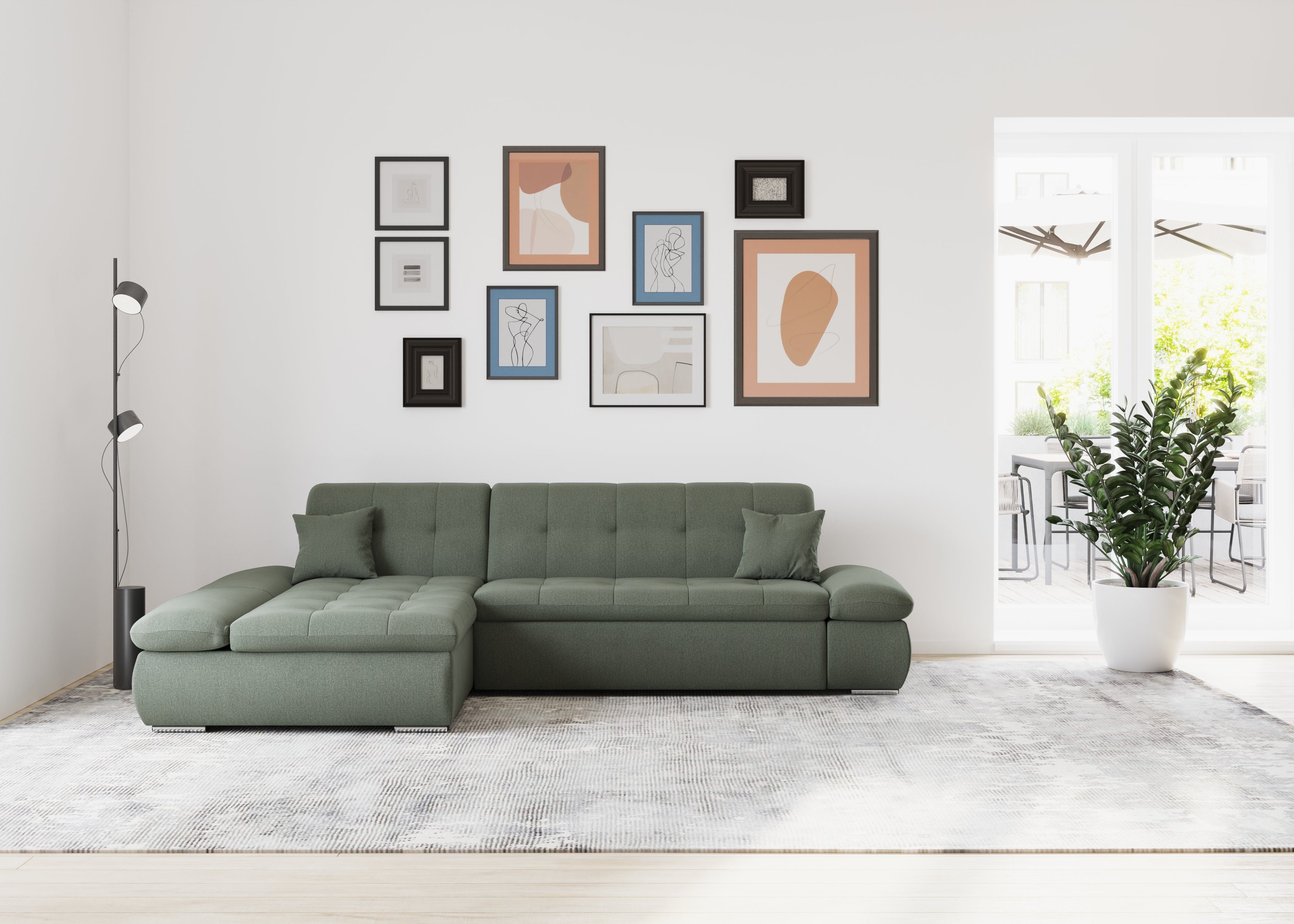 DOMO collection Ecksofa Moric Schlafsofa B/T/H 300/172/80 cm, auch in Cord, L-Form, XXL-Format, wahlweise auch mit Bettfunktion und Armverstellung