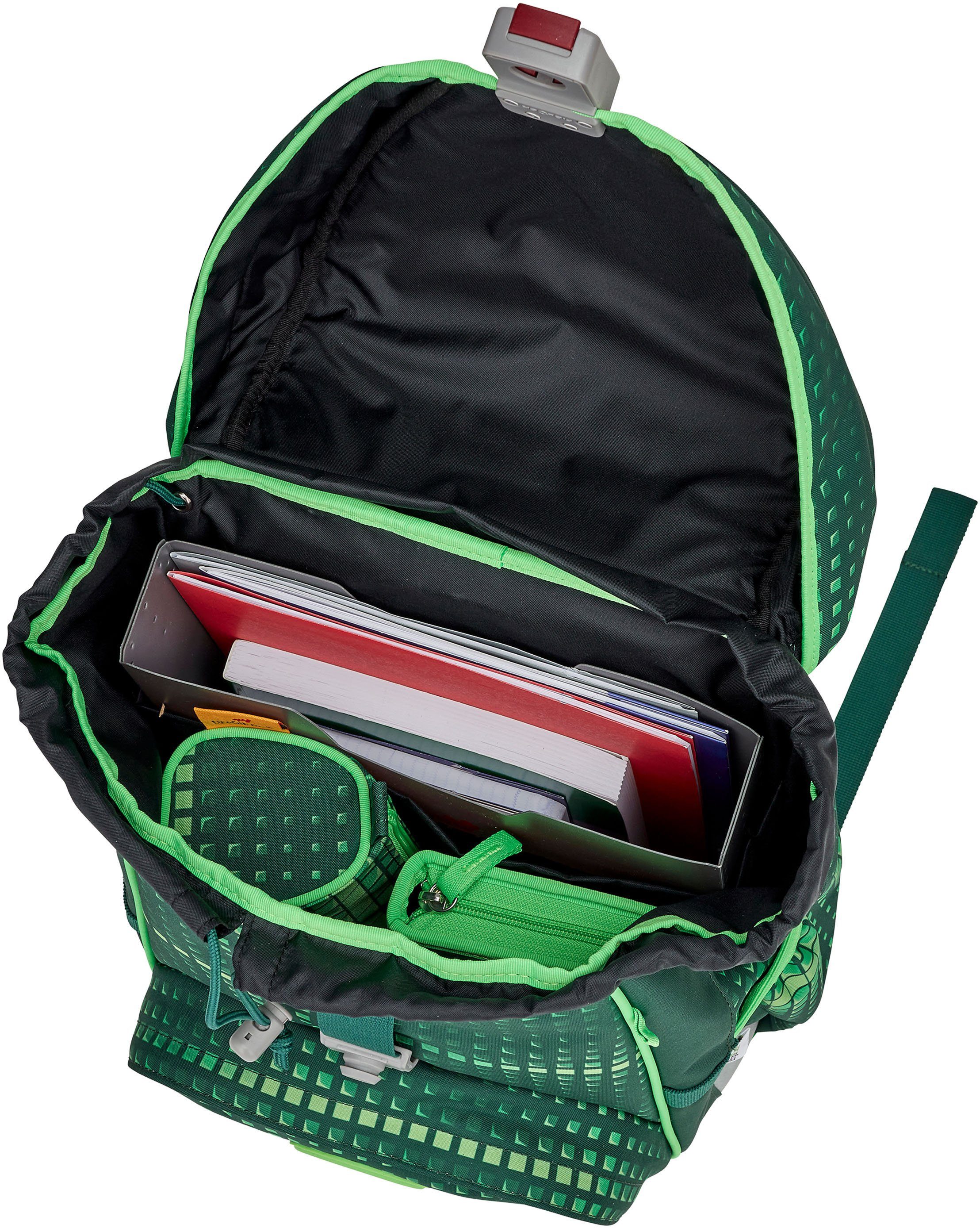 DerDieDas® Schulrucksack ErgoFlex, Soccer Green (Set, 5-tlg)