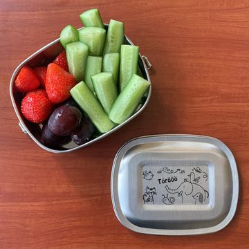 Lasernauten Lunchbox Lunchbox Edelstahl Brotdose mit Gravur Zoo Tiere Kinder lustiges Motiv, Kleine Dose (ca. 700ml)