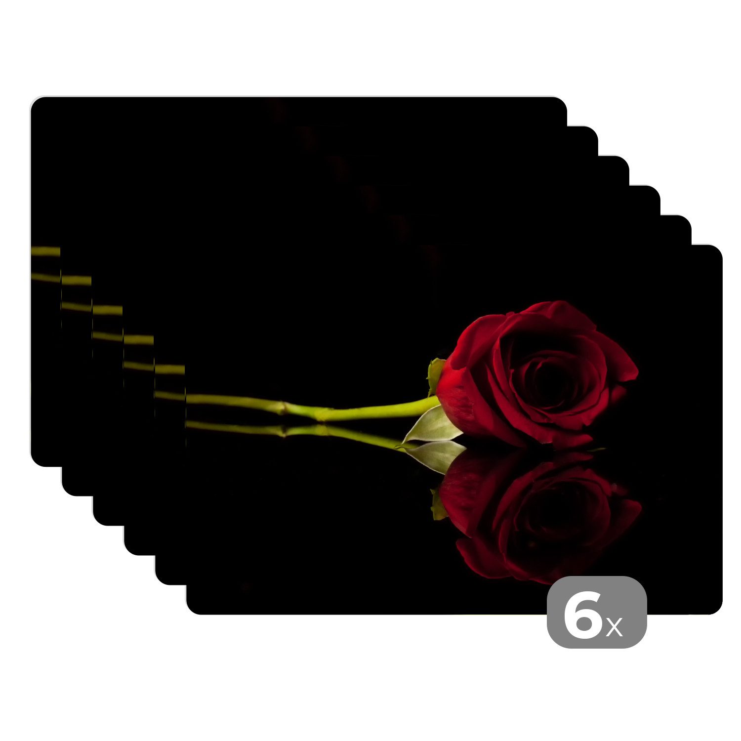 MuchoWow Platzset Rosen - Schwarz - Rot, (6-St), Platzsets, Tischset, Abwas günstig online kaufen
