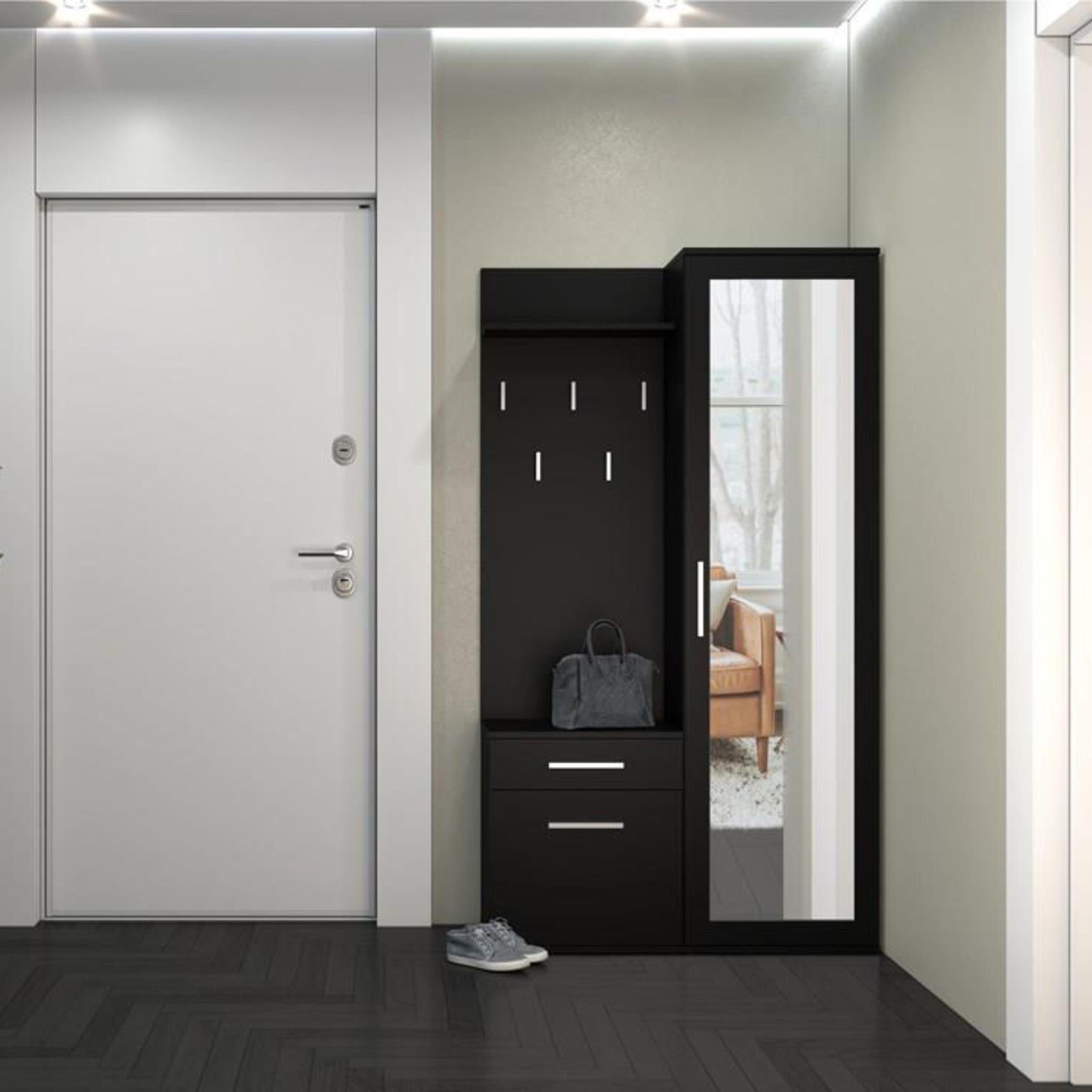 Beautysofa Kompaktgarderobe mit Schublade und Kleiderstange günstig online kaufen