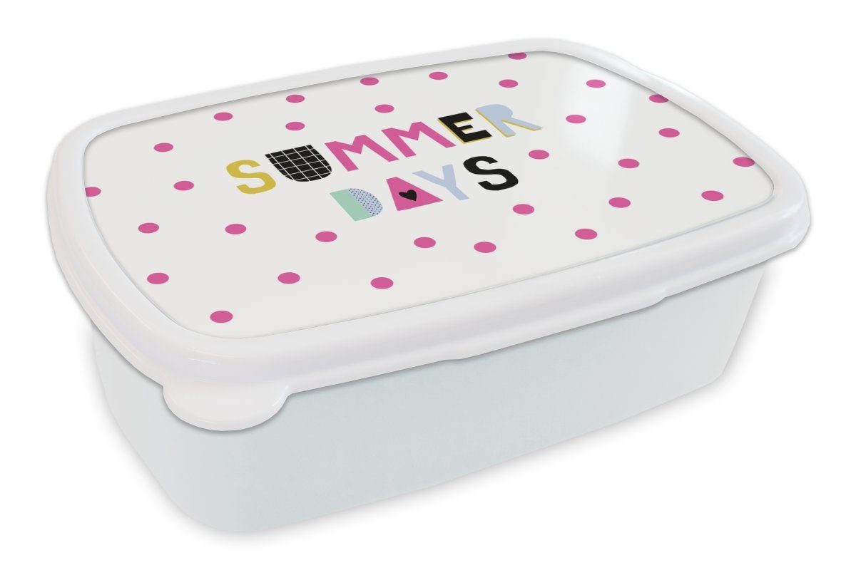MuchoWow Lunchbox Sommer - Tupfen - Weiß, Kunststoff, (2-tlg), Brotbox für Kinder und Erwachsene, Brotdose, für Jungs und Mädchen
