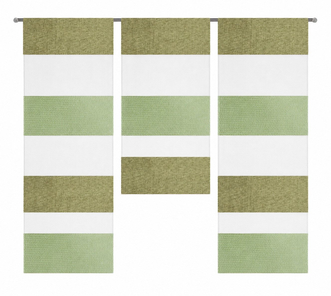 Clever-Kauf-24 Scheibengardine 3-teiliges Mini-Flächenvorhang-Set 2280 in grün, Miniflächenvorhang (3 St), Stangendurchzug, halbtransparent, gewebt