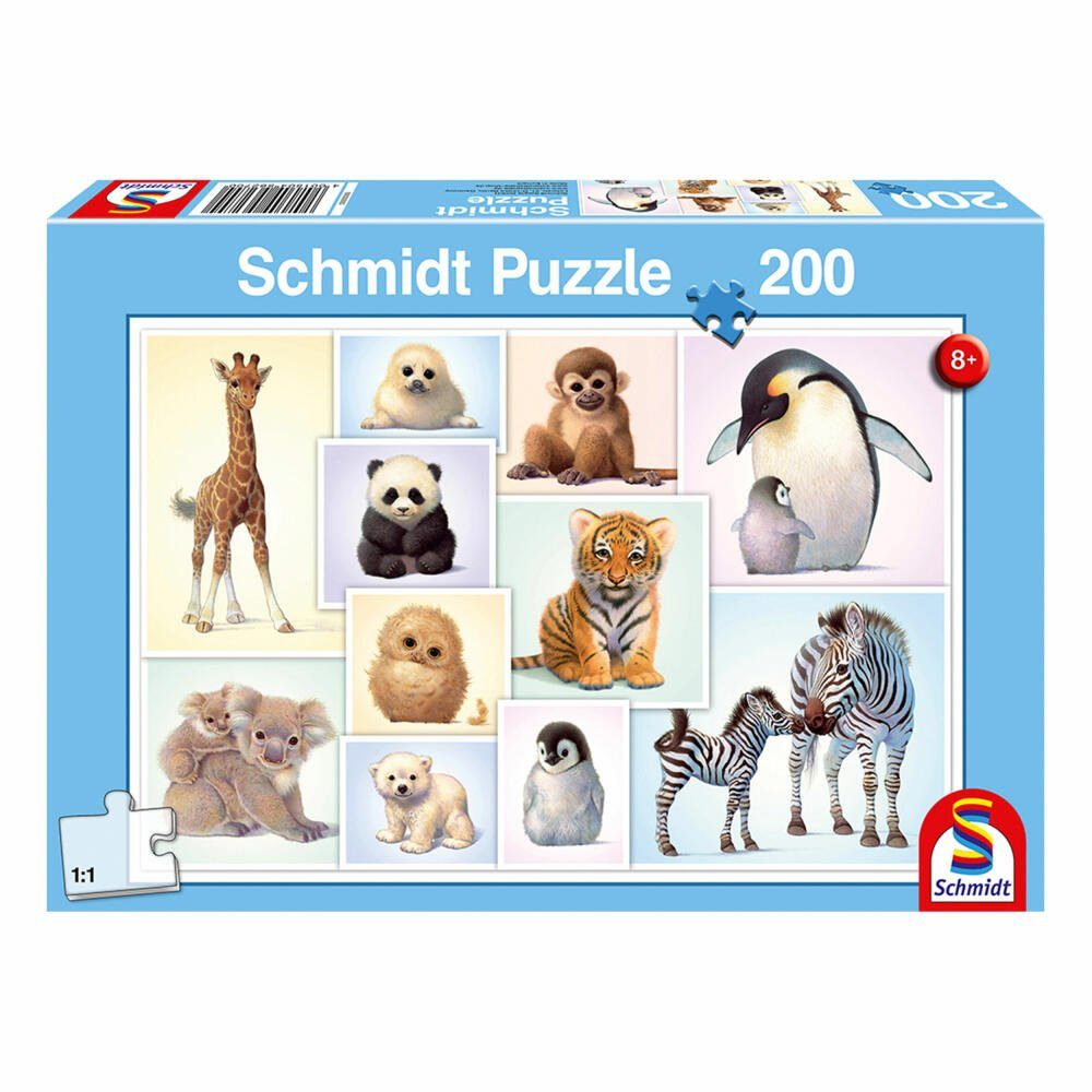 Schmidt Spiele Puzzle Tierkinder der Wildnis, 200 Puzzleteile