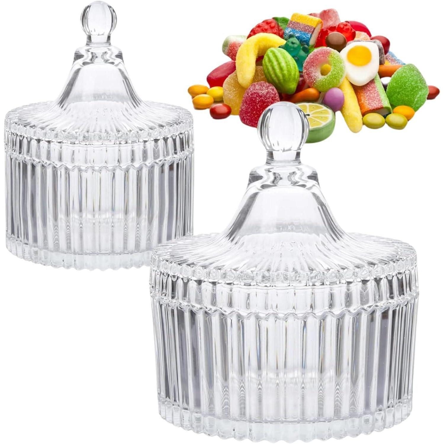 LuxusKollektion Стекло-Set 2er Set Kristall Bonbonglas mit Deckel Transparent Vintage