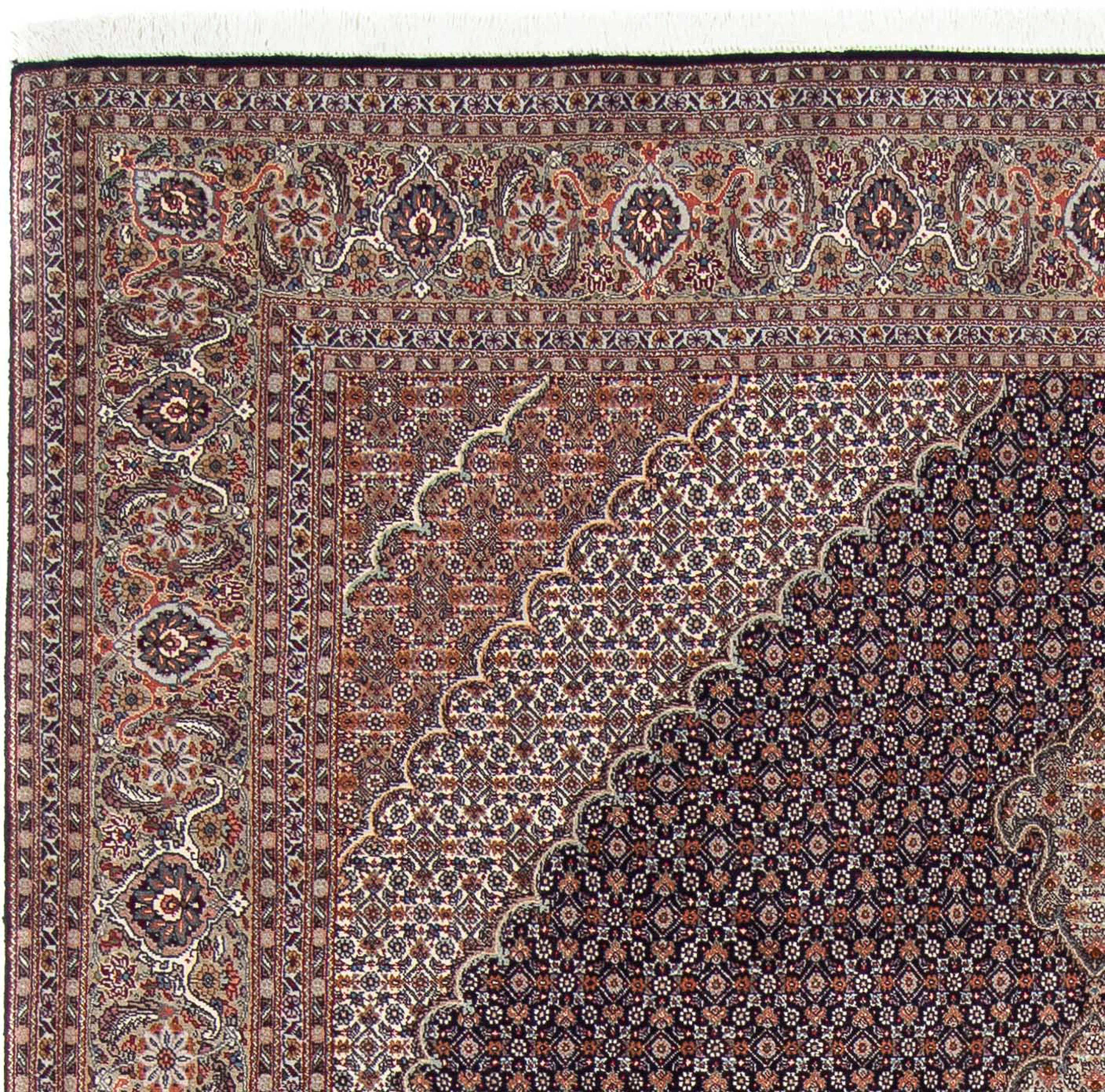 Orientteppich Perser - Täbriz Zertifikat - 207 cm 296 Einzelstück rechteckig, mm, mit Wohnzimmer, morgenland, - 10 dunkelblau, x Höhe: Handgeknüpft