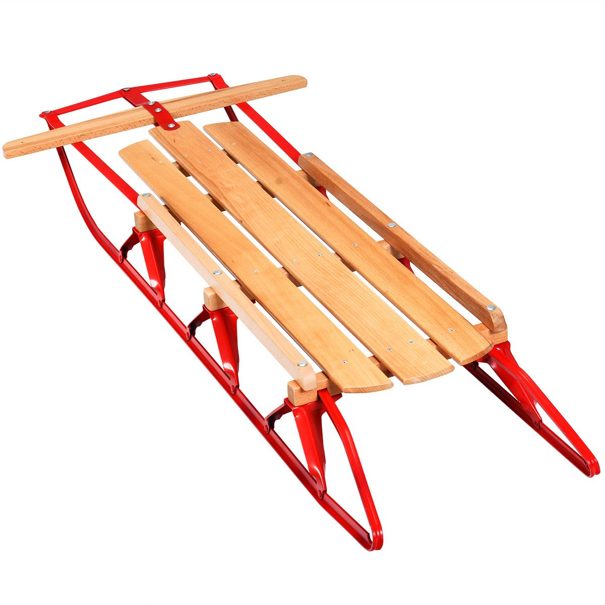 COSTWAY Schlitten Rodel 137cm, 150kg belastbar, Holz, für Kinder+Erwachsene