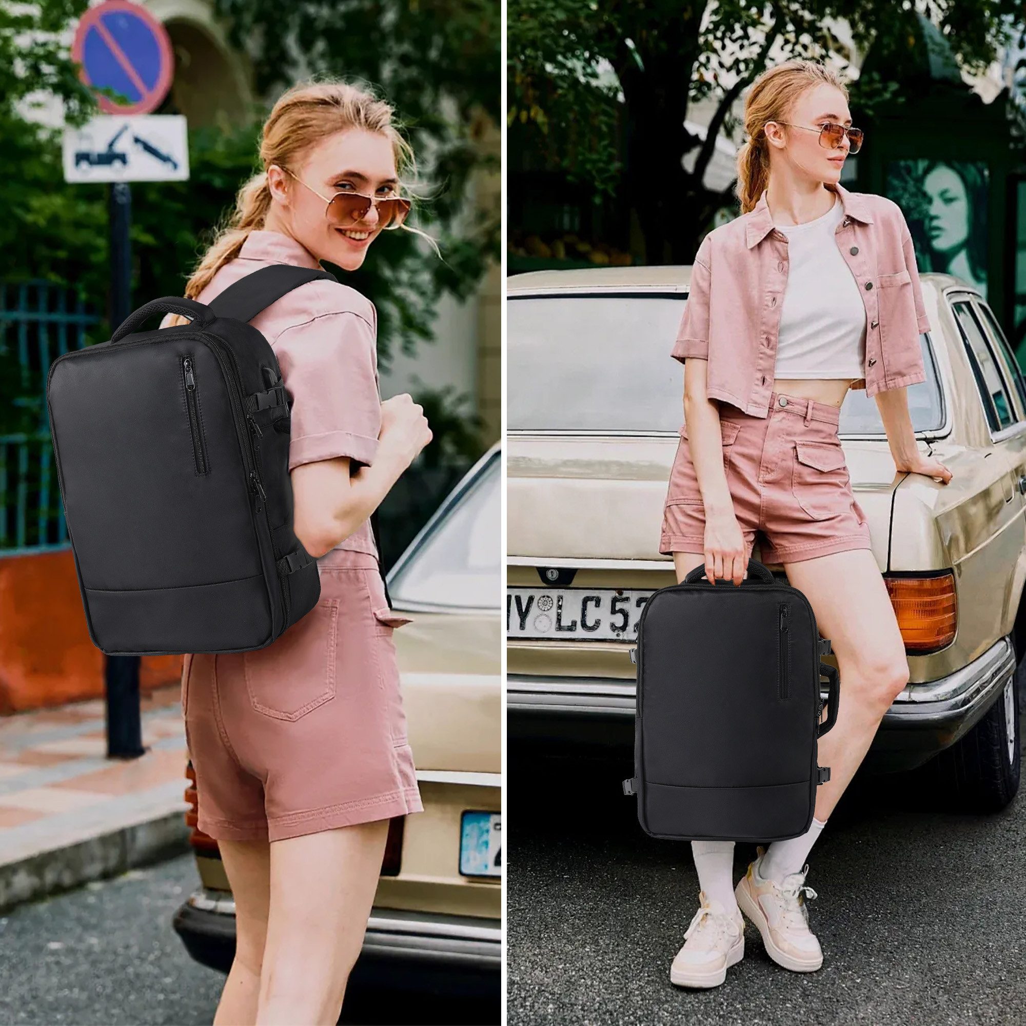 TAN.TOMI Cityrucksack Rucksack Wasserdichter Backpack Schultasche mit Laptopfach, Handgepäck Rucksack Für Flugzeug Unter Sitzplatz Tasche