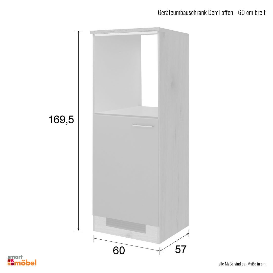 Flex-Well Backofen/Kühlumbauschrank Demi Geräteumbauschrank Küche - 60 cm breit - Kaschmir Glanz Sonoma Ei