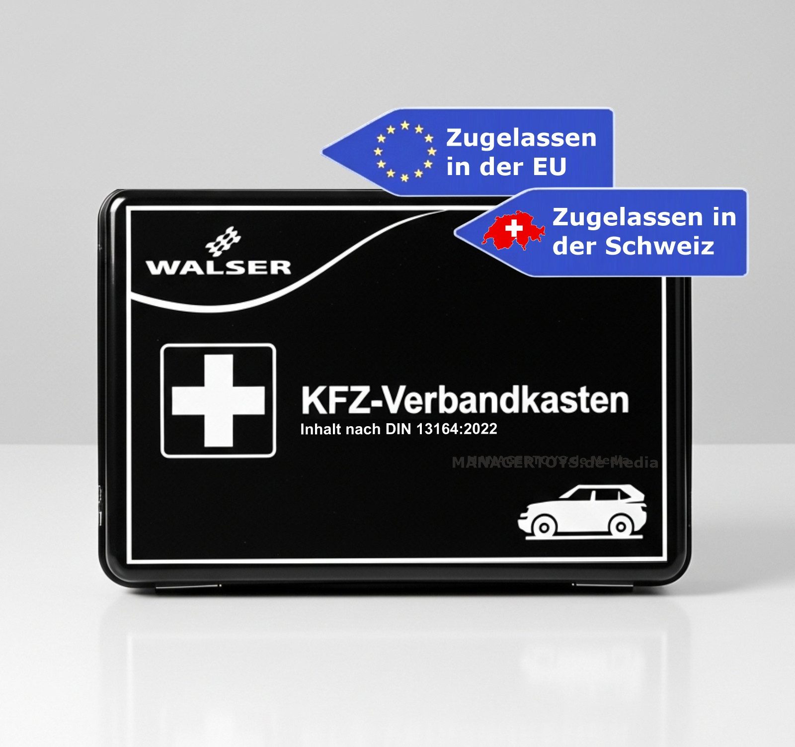 WALSER KFZ-Verbandkasten Erste Hilfe Verbandszeug Auto PKW Notfall Hardcase Box