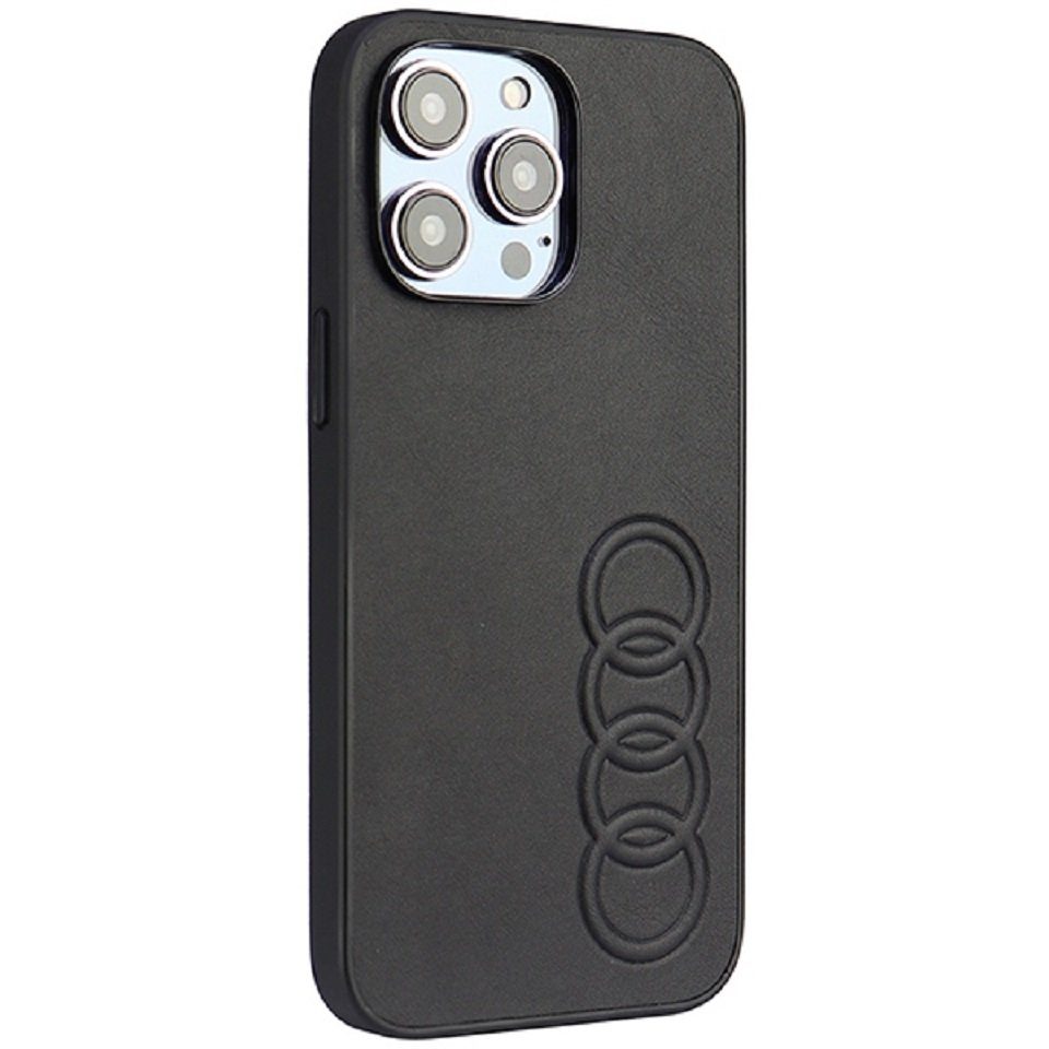 Audi Handyhülle Case iPhone 14 Pro Max Serie TT schwarz Kunstleder Logo 6,7  Zoll, Kantenschutz