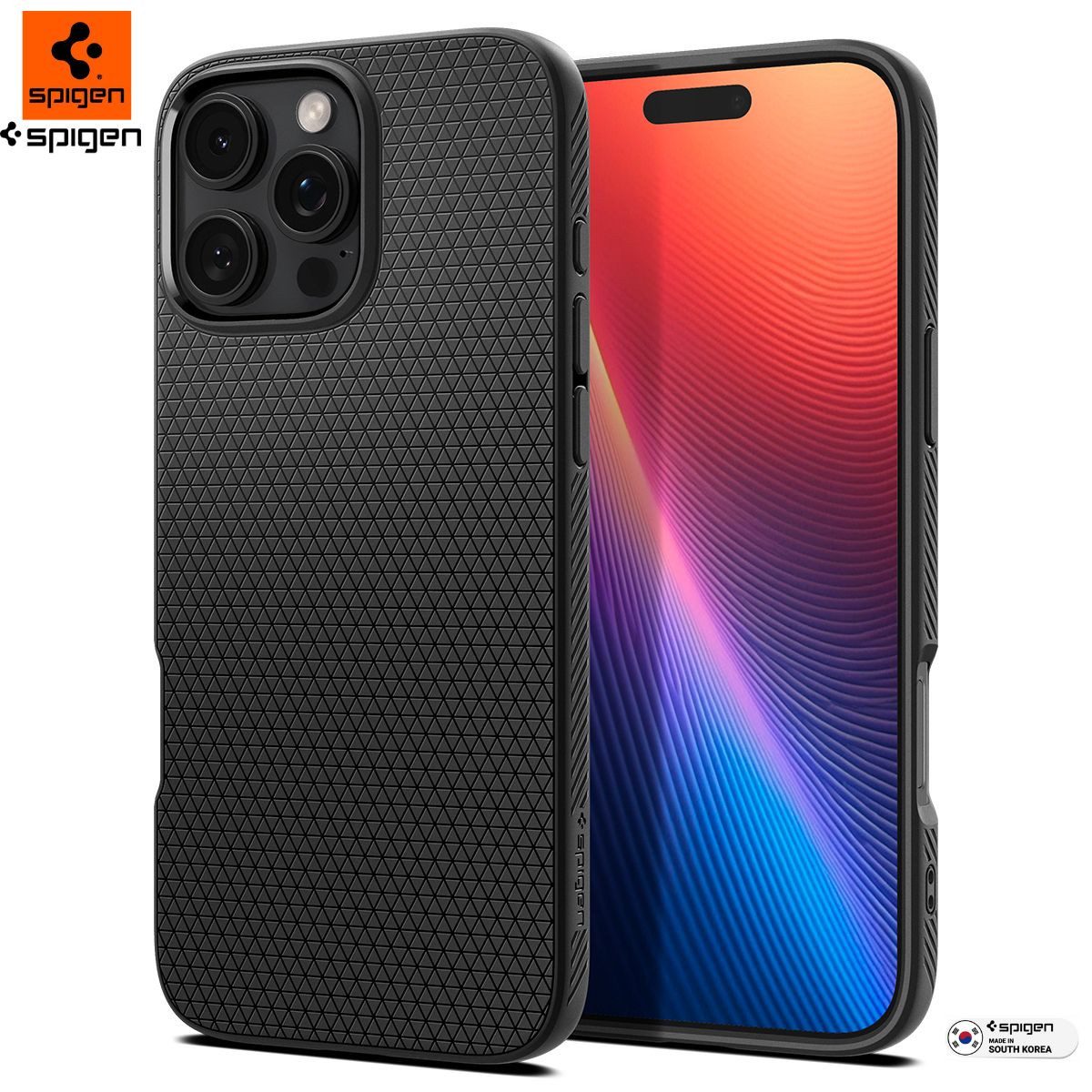 Spigen Smartphone-Hülle Handyhülle für iPhone 16 Pro Max Schutzhülle Robust Hülle, Flexibel, Heavy Duty, Matt/Entblendung, Robust, Schwarz