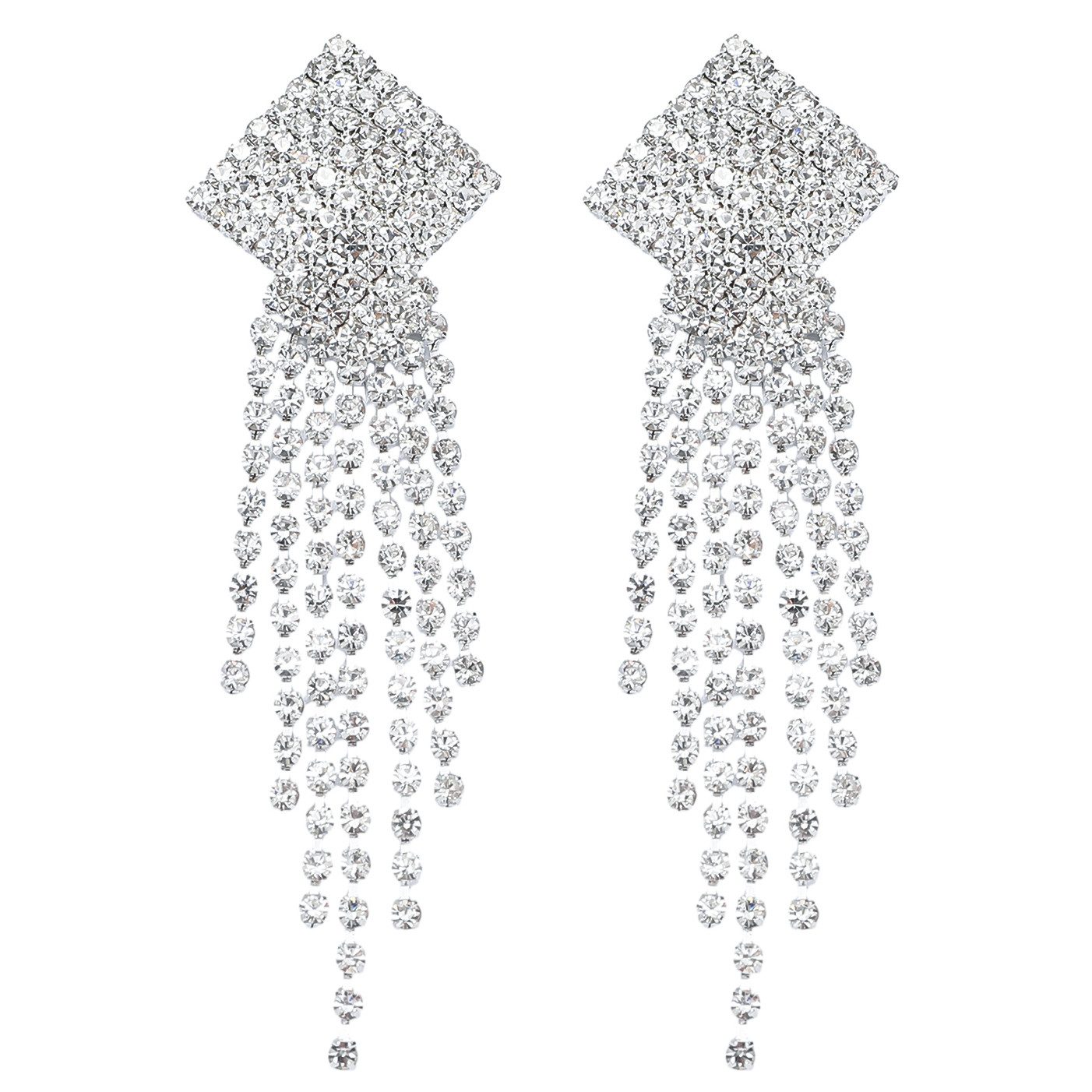 KARMA Paar Ohrhänger Ohrringe Strass 7,4 cm Silber Damenohrringe (Damenschm günstig online kaufen