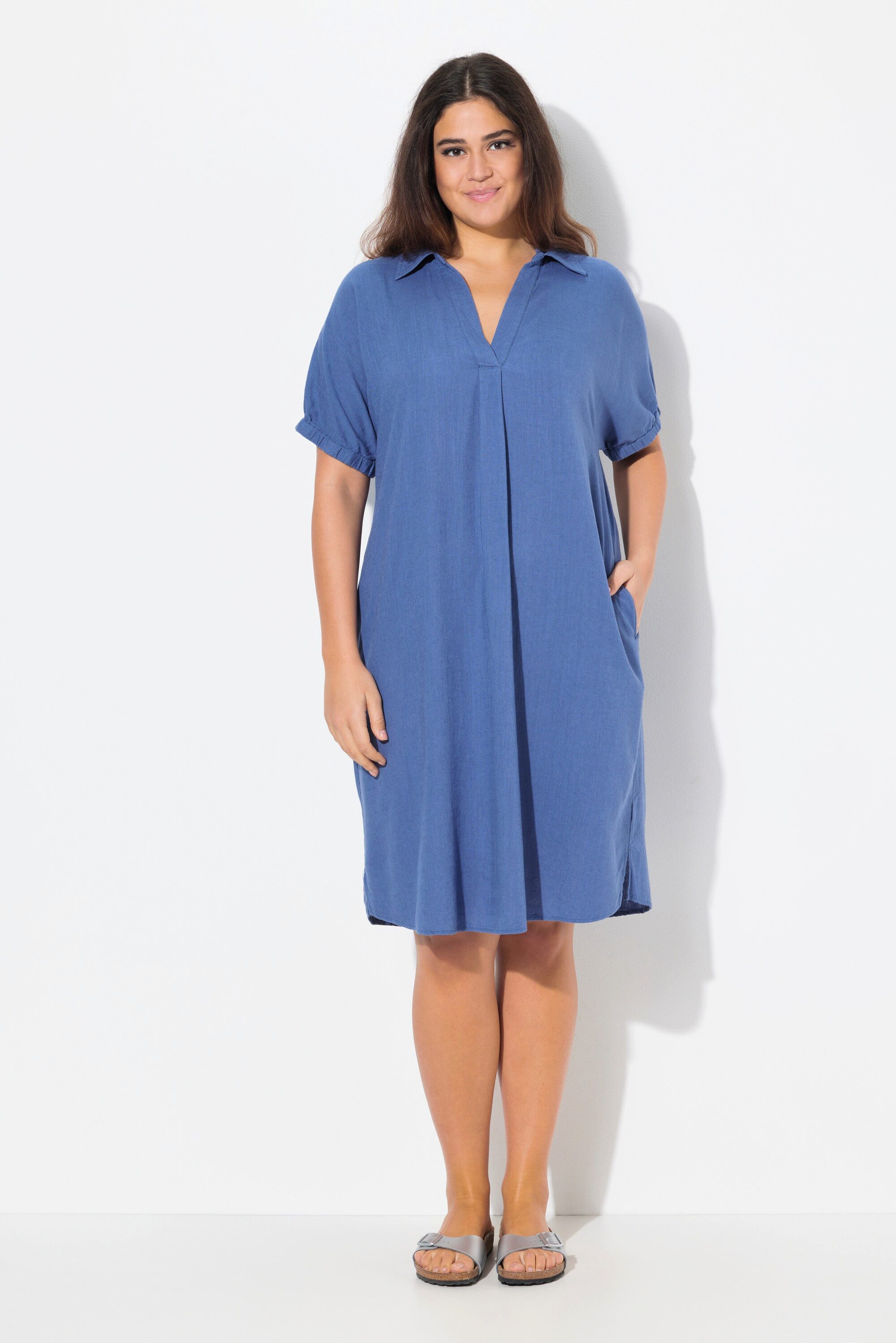 Ulla Popken Jerseykleid Kleid Leinenmix Oversized günstig online kaufen