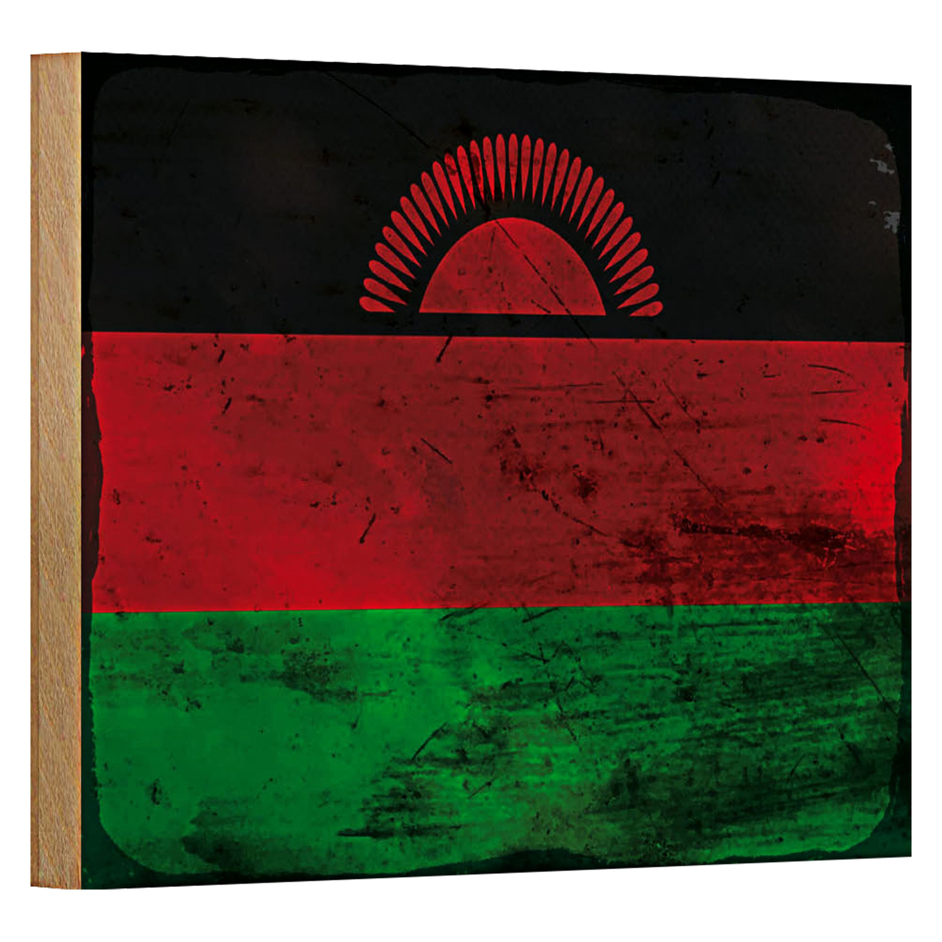 Roomando Holzbild Flagge Malawi 18x12cm Flag of Malawi Rost