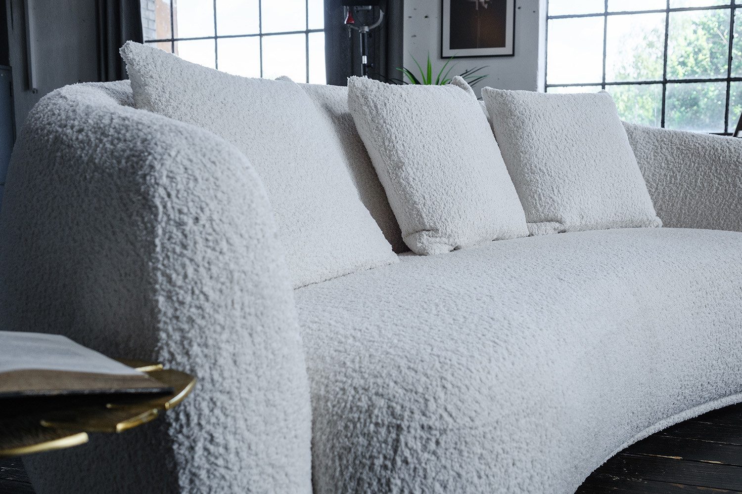 KAWOLA 3-Sitzer RADA, Sofa Couch Stoff cremeweiß 209x109 cm