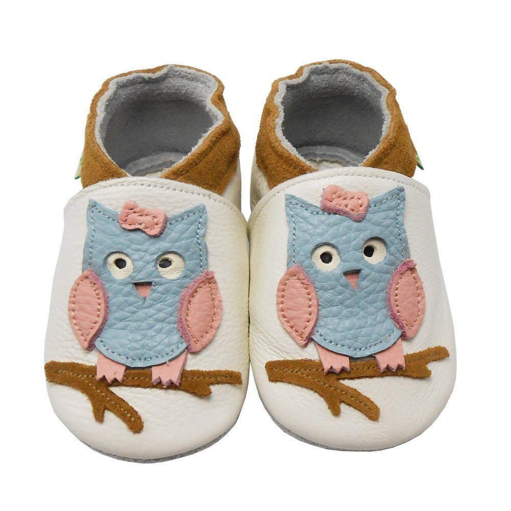 Sayoyo Weiche Leder Lauflernschuhe Hausschuhe Lederpuschen Eule Krabbelschuh elastisch