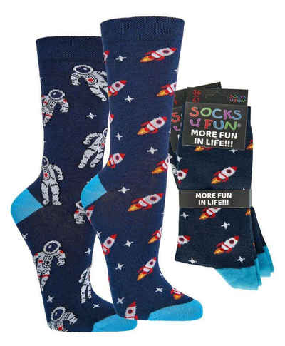 Socks 4 Fun Freizeitsocken Socks 4 Fun Motivsocken Weltall Space (2-Paar)