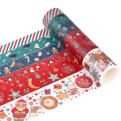 Lubgitsr Klebeband Washi Tape Set Weihnachten Washi Masking Tape Dekorative Klebeband (6-St)