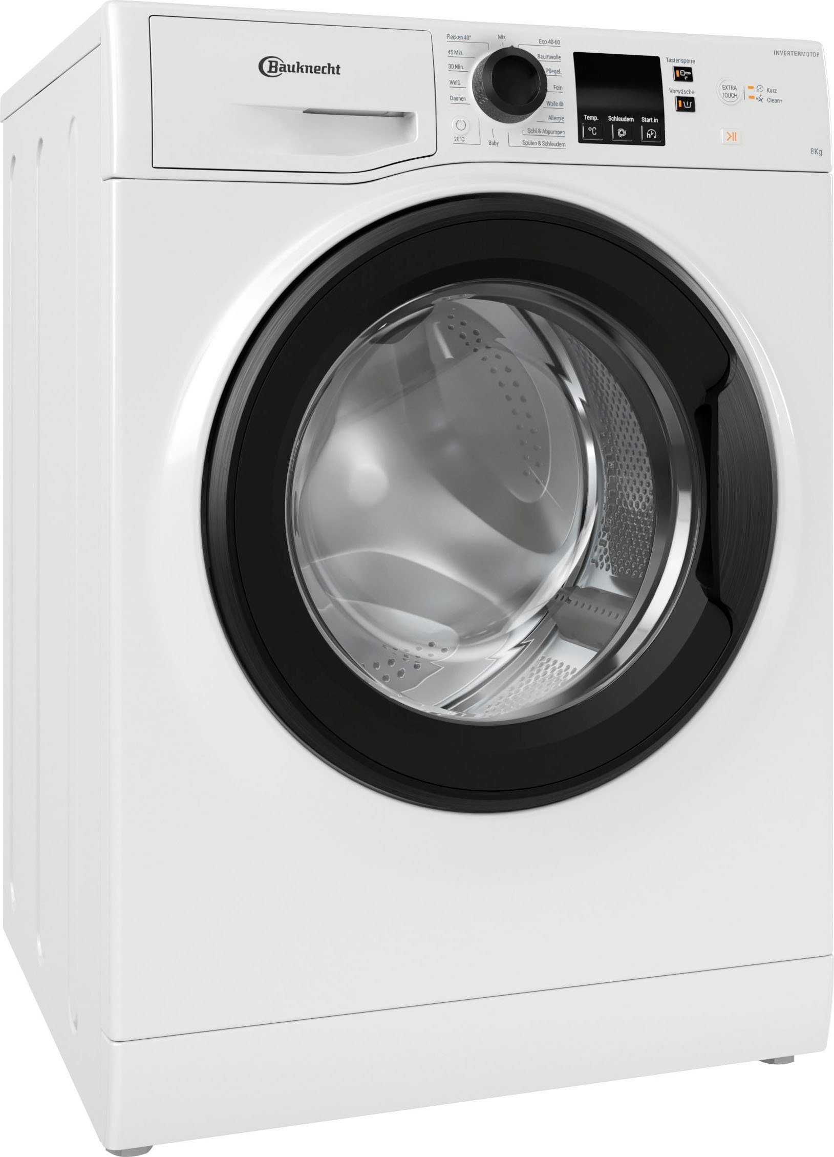 BAUKNECHT Waschmaschine Super Eco 845 A, 8 kg, 1400 U/min, Kurz 45‘ – saubere Wäsche bei voller Beladung in nur 45 Minuten