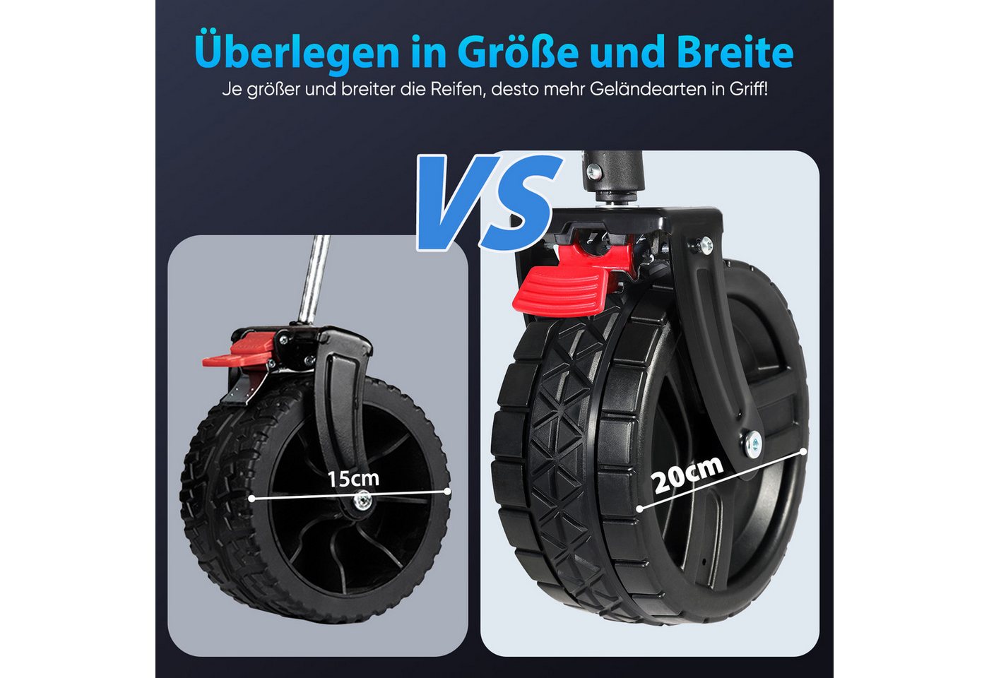 Thumbnail - Sekey Bollerwagen Faltbarer Bollerwagen bis 200kg Handwagen Breite Reifen Alle Gelände, Ultrakompakte Faltgröße, mit ein...