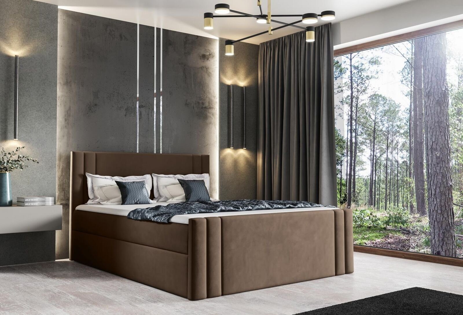 Luxus Hotel 180x200 Polster JVmoebel Braun Design Doppel Bett Schlafzimmer Betten Bett,
