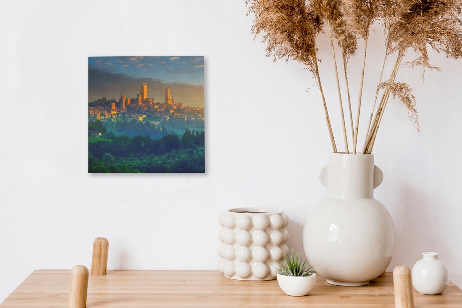 Gimignano Sonnenaufgang St), Leinwandbild Bilder Toskana, OneMillionCanvasses® (1 in Leinwand für der Schlafzimmer Italien, über San Wohnzimmer