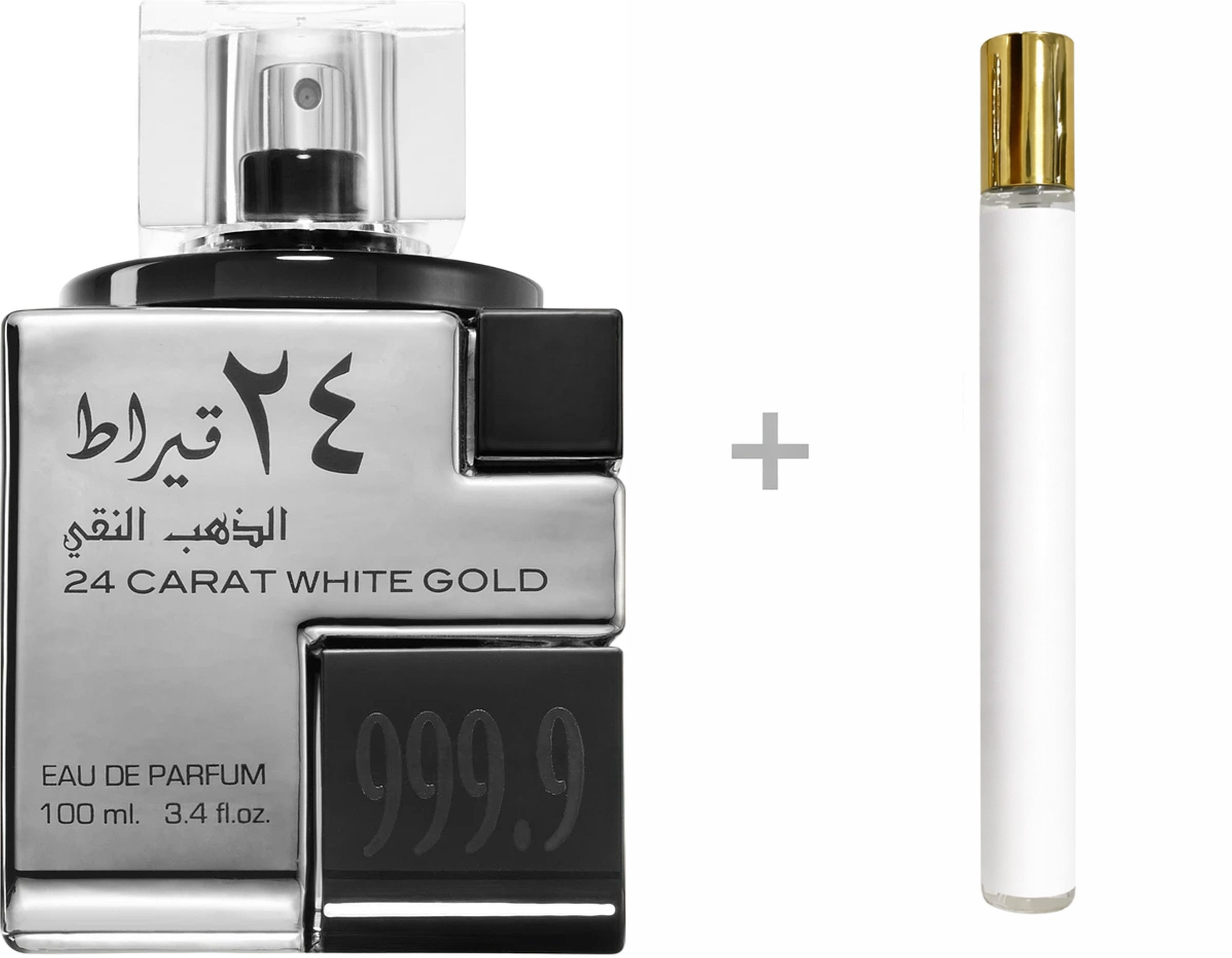 Lattafa Duft-Set 24 Carat White Gold Damen & Herren Unisex EDP Spray + Resieduft, LATTAFA, Eau de Parfum, Glasflakon, Unisexduft
