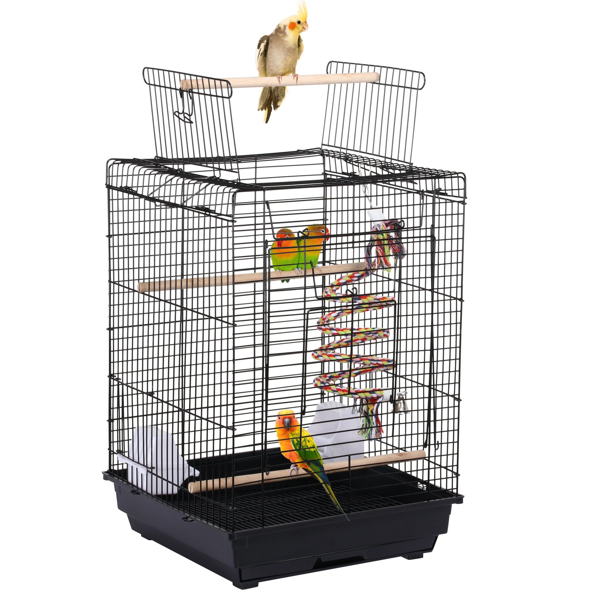 Yaheetech Vogelkäfig, Transportkäfig mit Vogelspielzeuge Wellensittichkäfig  Nymphensittiche Fink Papageienkäfig mit Dach 40 x 40 x 58 cm, weiß online  kaufen | OTTO