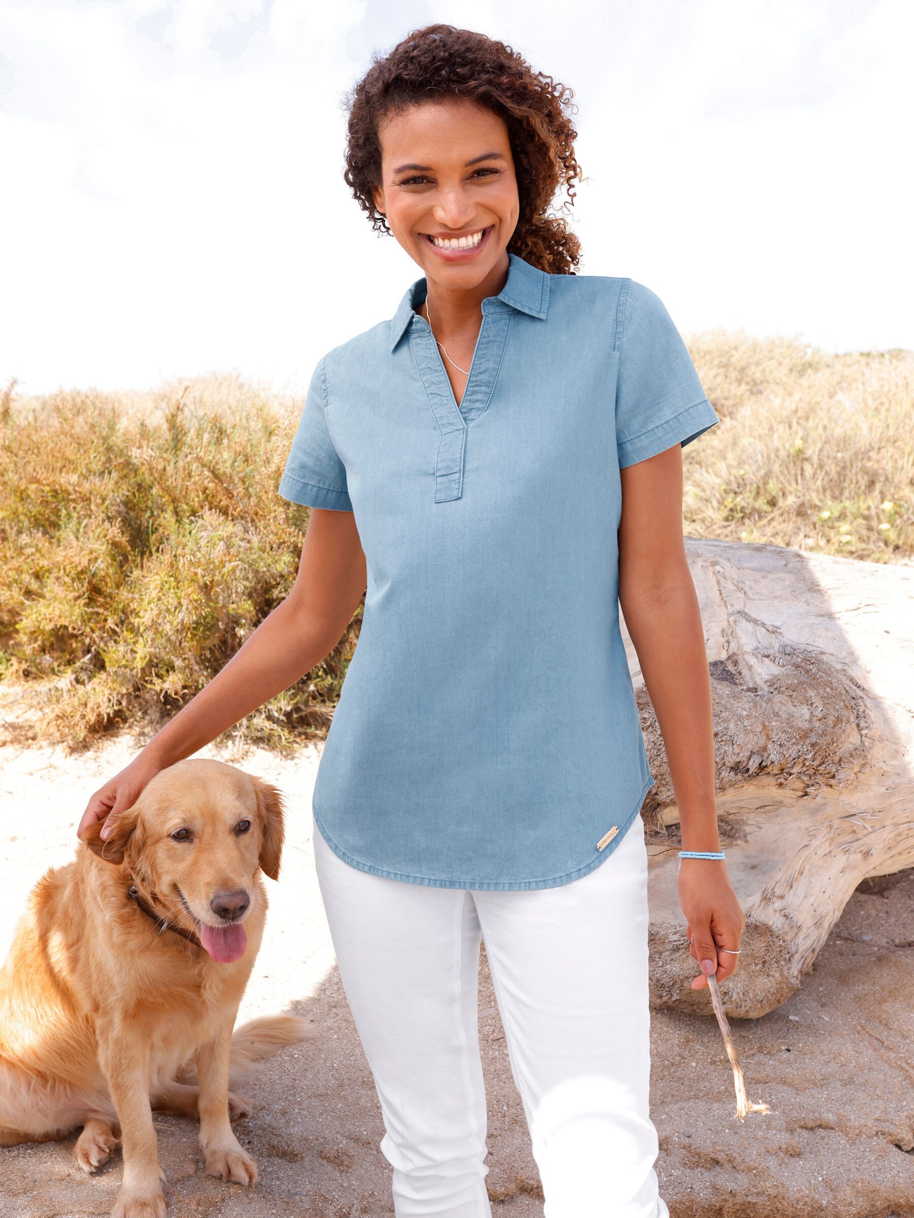 Witt Klassische Bluse Jeans-Tunika Kurzarm