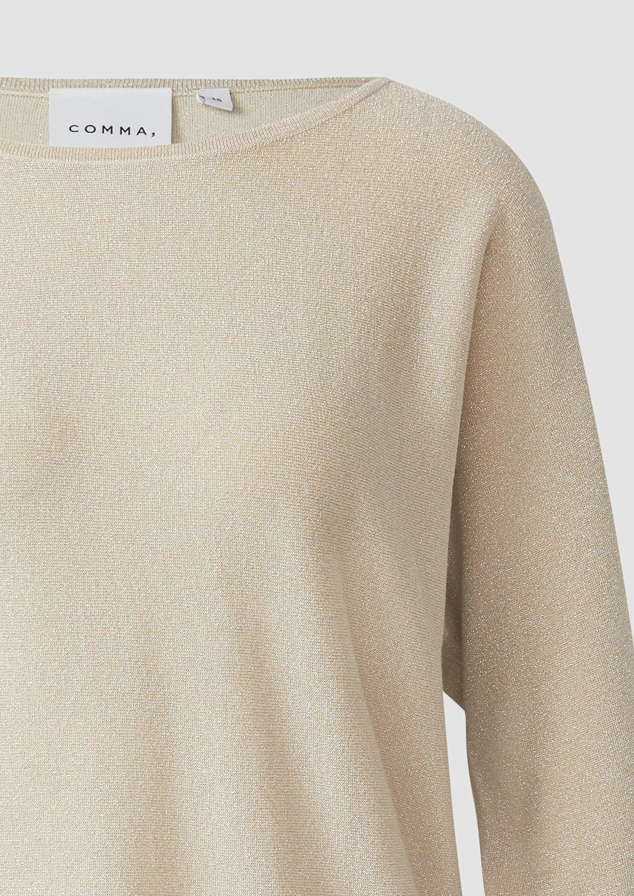 comma 3/4 Arm-Pullover Strickpullover Glitzergarn-Feinstrickpullover mit 3/4-Arm