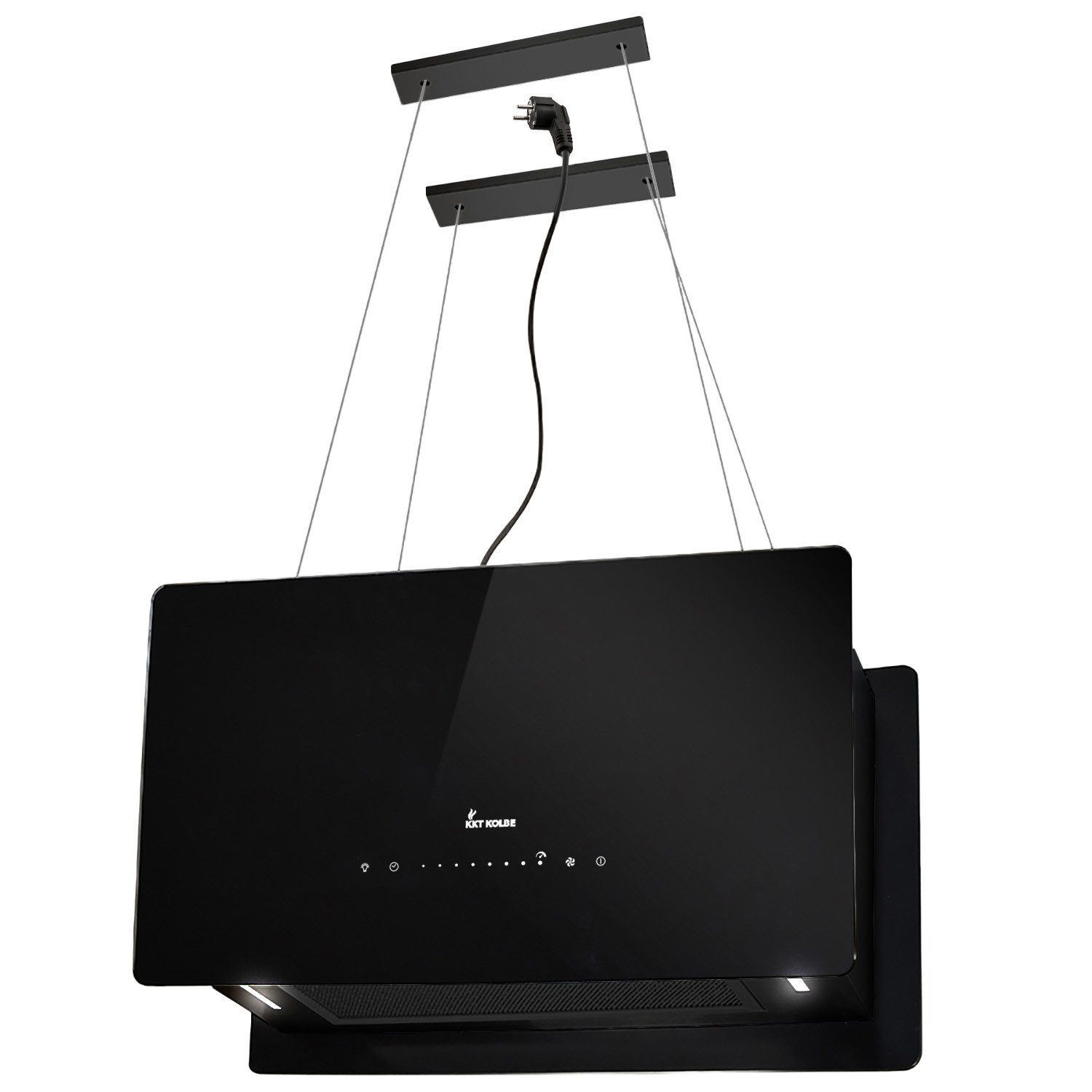 KKT KOLBE Inselhaube Dunstabzugshaube Inselhaube CUBE60-Serie 60cm Dunstabzugshaube Inselhaube CUBE60-Serie 60cm, Abzugshaube / Inselhaube / Umluft / Schwarz / Glas / Touch LED / WiFi