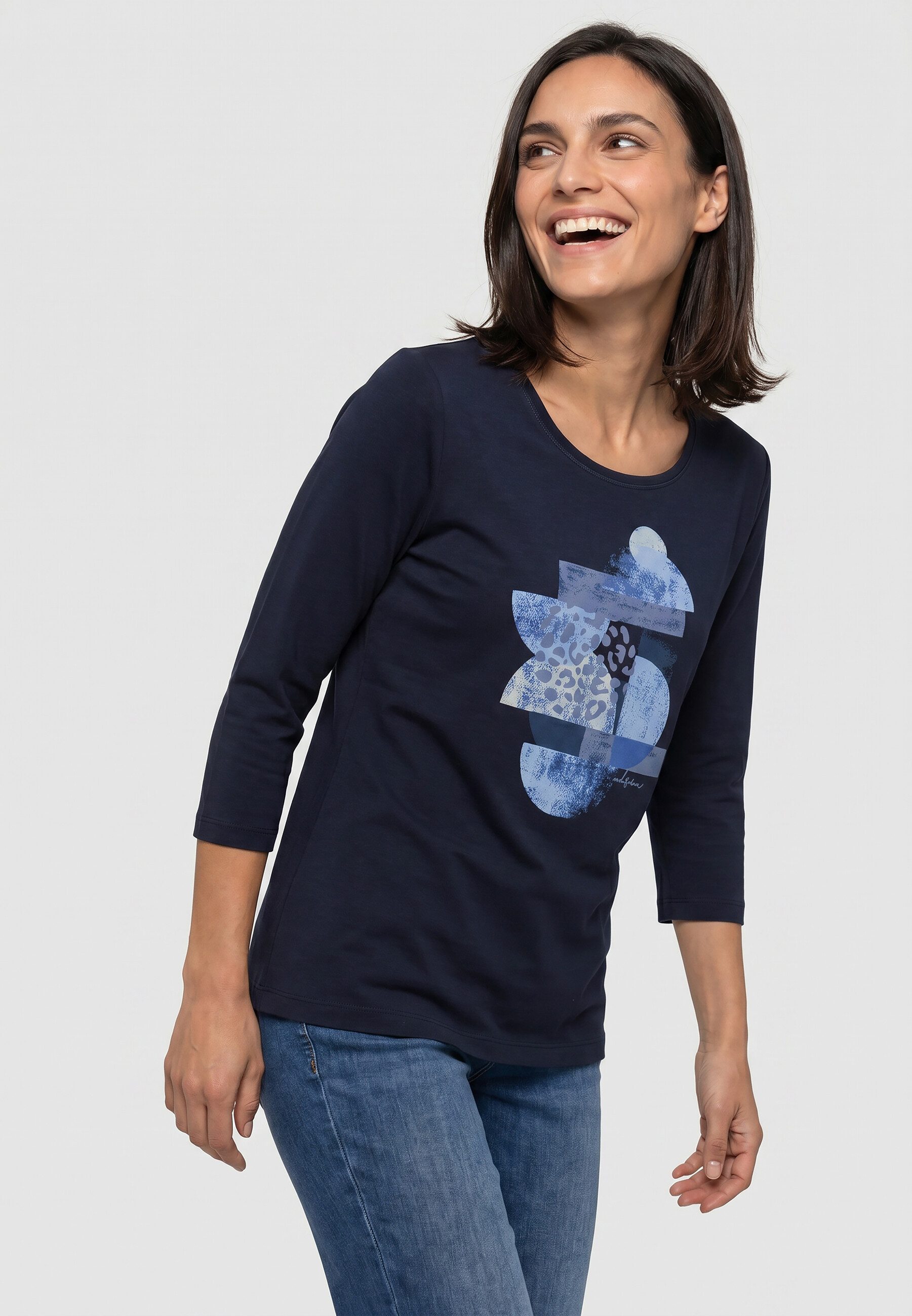 Olsen T-Shirt Shirt mit Placement-Print und 3/4-Ärmeln
