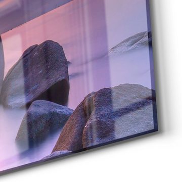 DEQORI Glasbild 'Küstenfelsen in Abendröte', 'Küstenfelsen in Abendröte', Glas Wandbild Bild schwebend modern