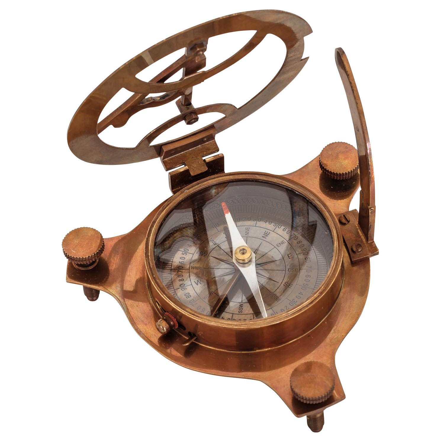 Maritim - Antik-Stil Kompass Sonnenuhr Replik Aubaho Messing Navigation Glas Kompass