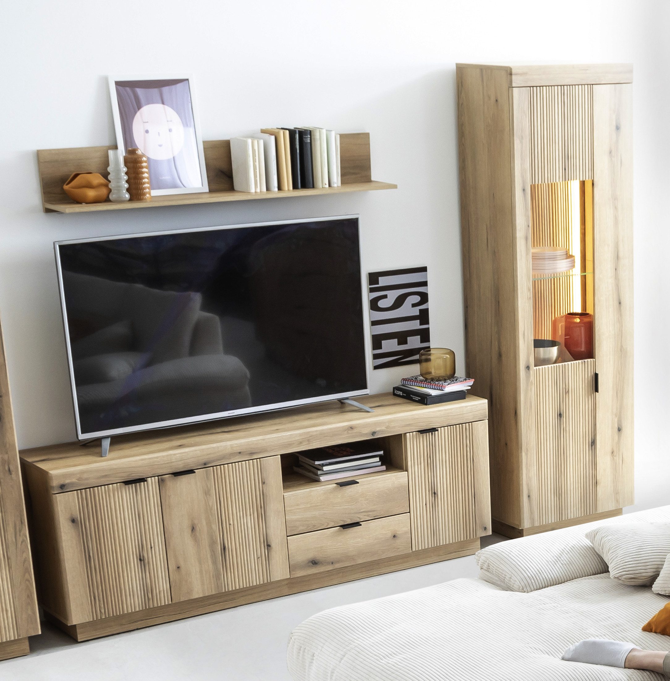 Meble Wójcik Wohnwand (3-teilig) in Coast Evoke Eiche Dekor - 248x197x40 (BxHxT), (3-teilig)