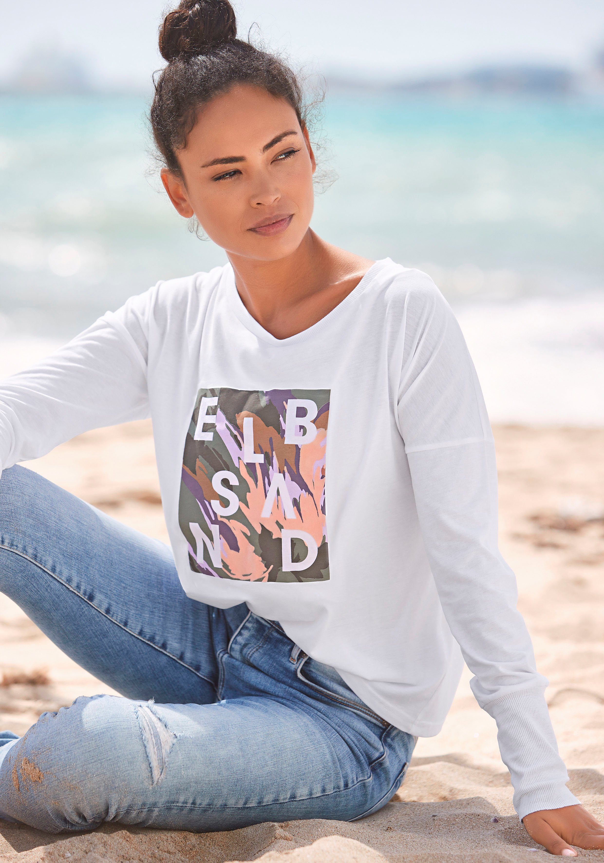 Elbsand Langarmshirt Inea mit Frontdruck, Longsleeve, günstig online kaufen