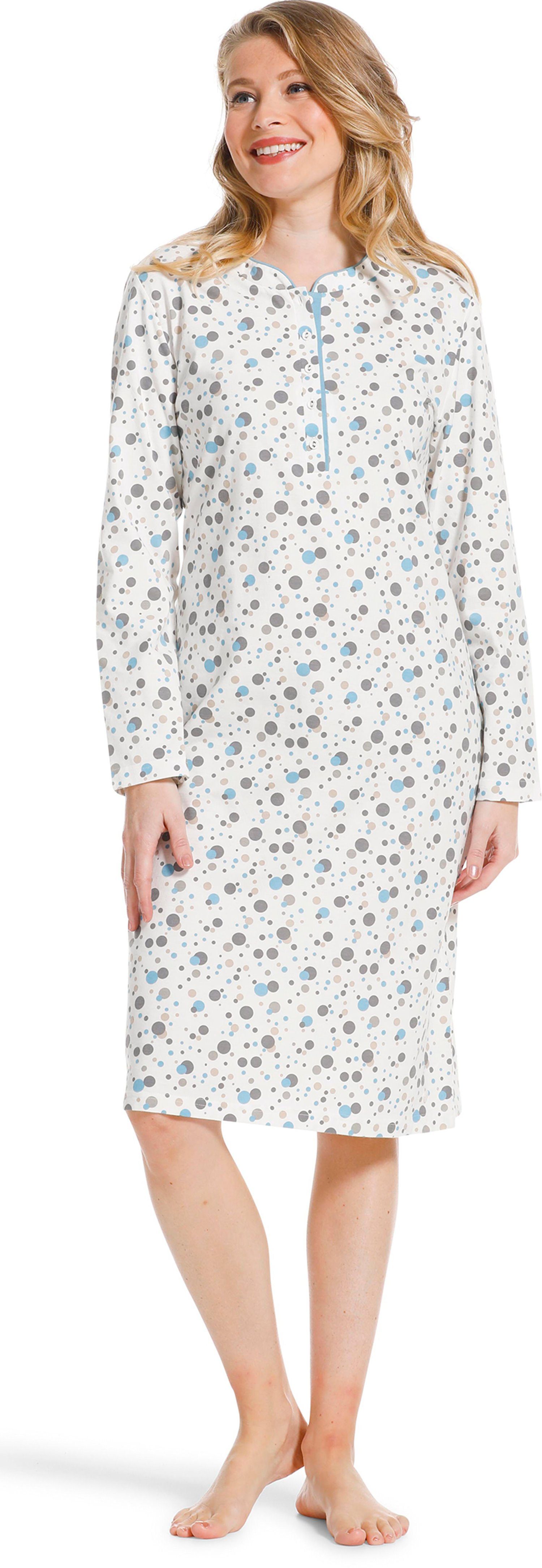 Pastunette Nachthemd Damen Nachthemd mit Arm auch und langem (1-tlg) Ausschnitt in Baumwolle, Rundhals großen Größen